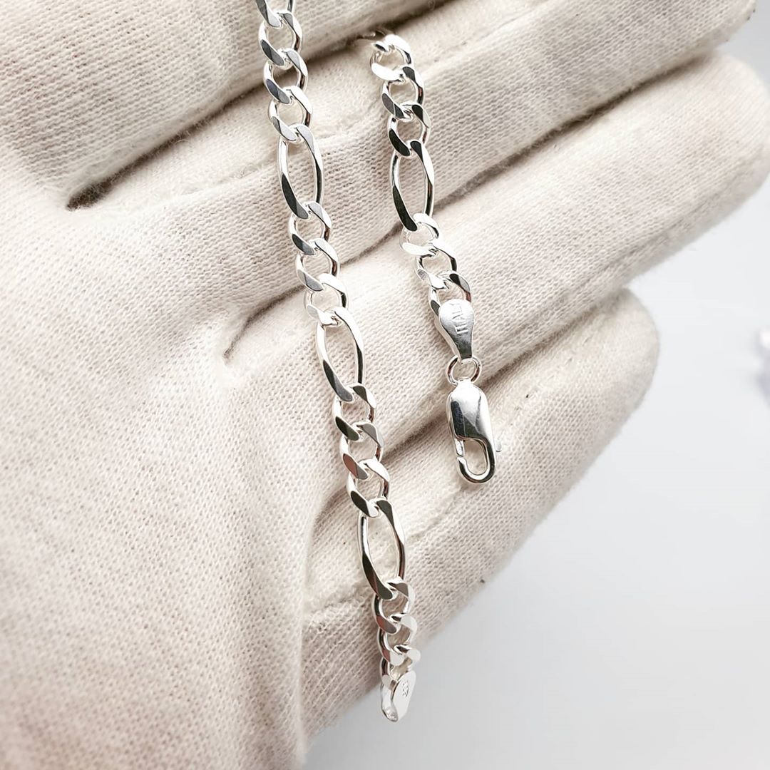 925 Sterling Silver 5mm Figaro / Bracelet
