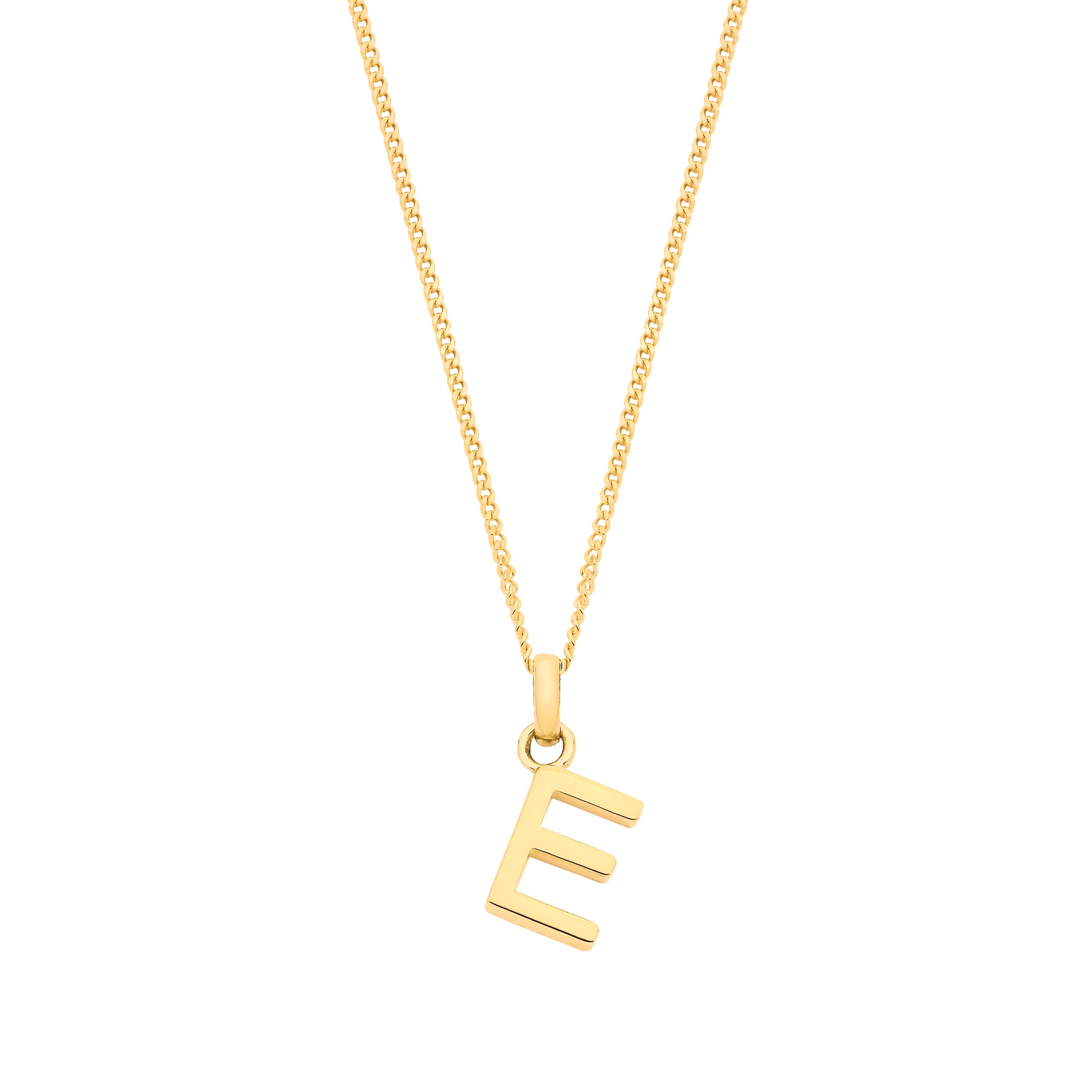 9ct Yellow Gold Plain INITIAL on 18" 9ct Yellow Gold Curb Chain