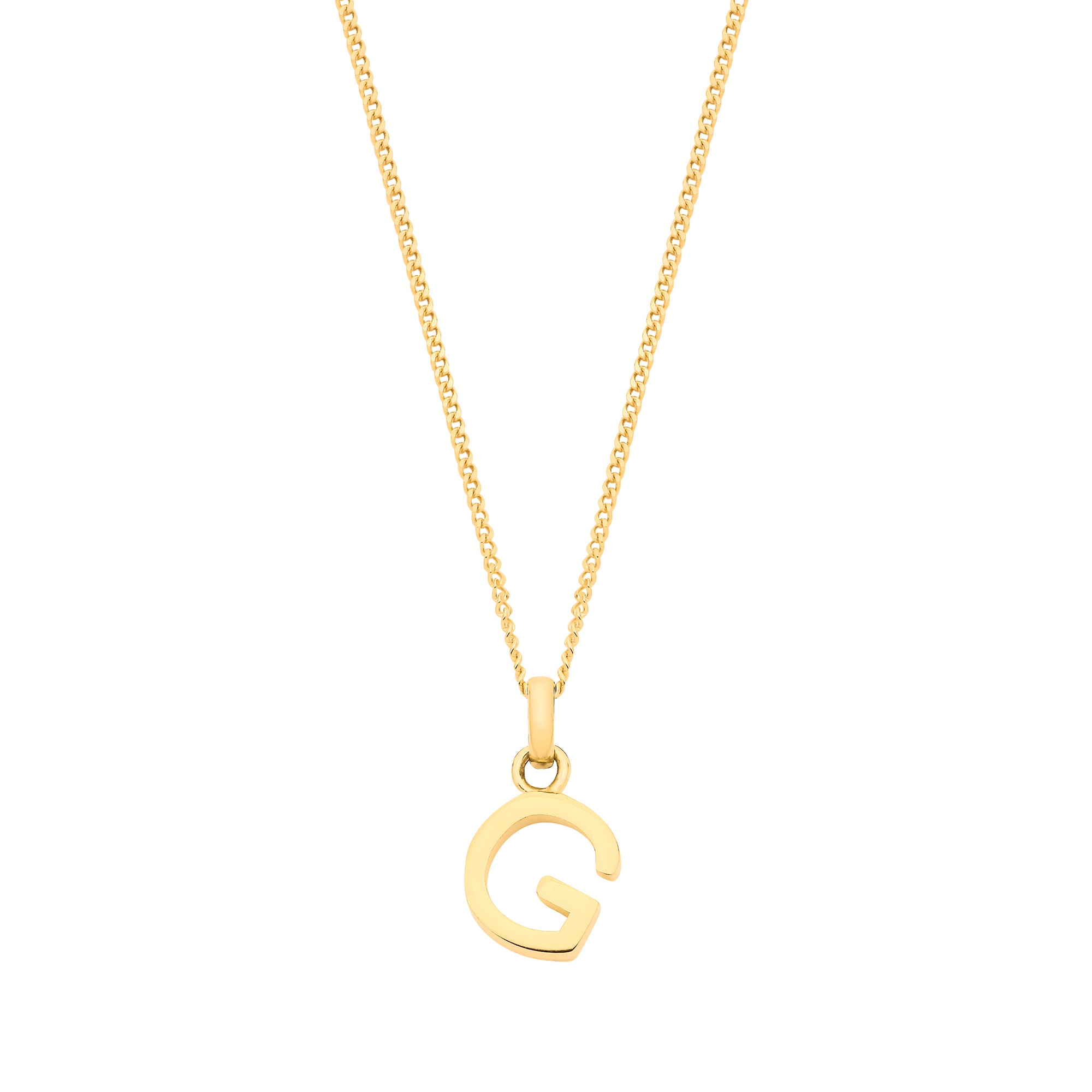 9ct Yellow Gold Plain INITIAL on 18" 9ct Yellow Gold Curb Chain