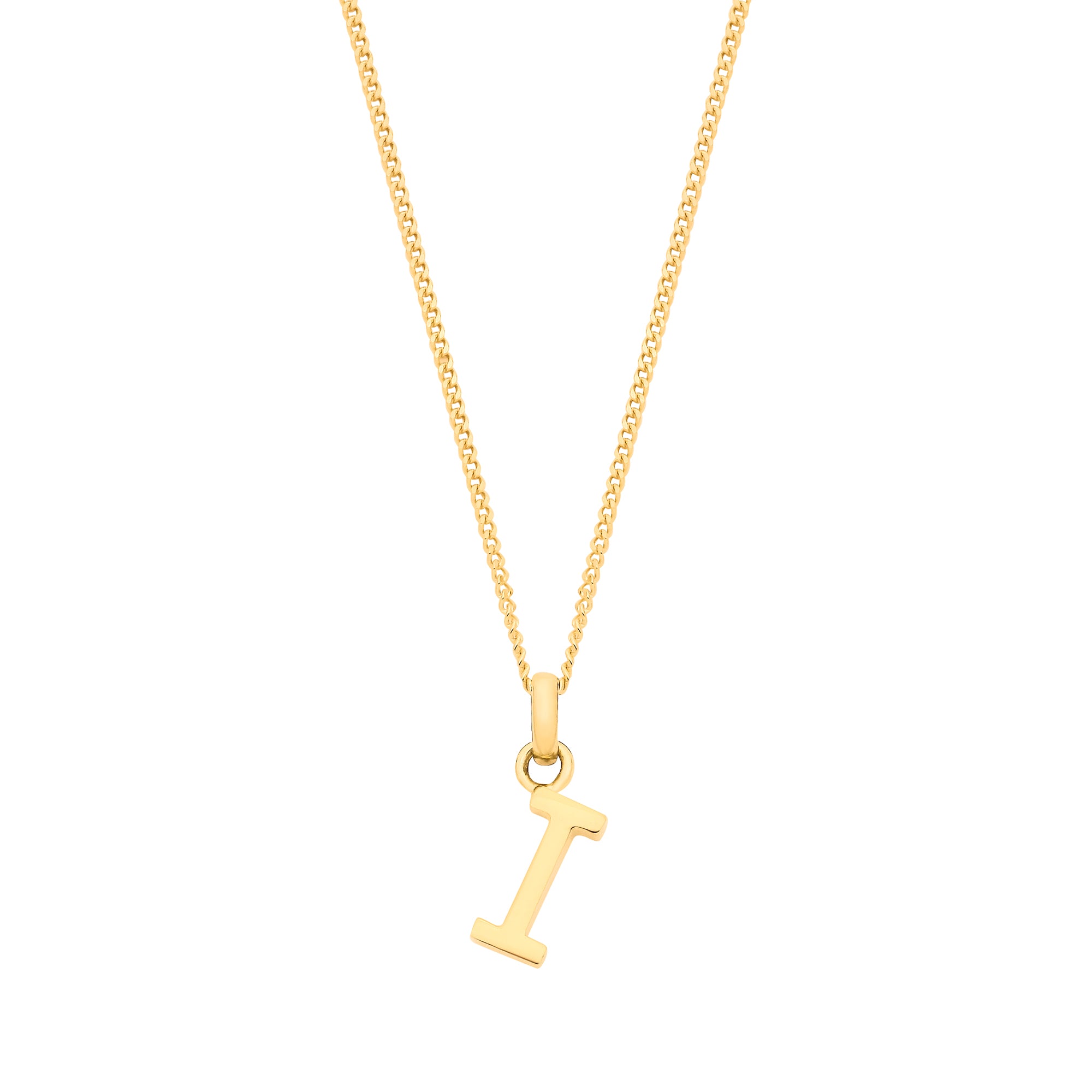 9ct Yellow Gold Plain INITIAL on 18" 9ct Yellow Gold Curb Chain
