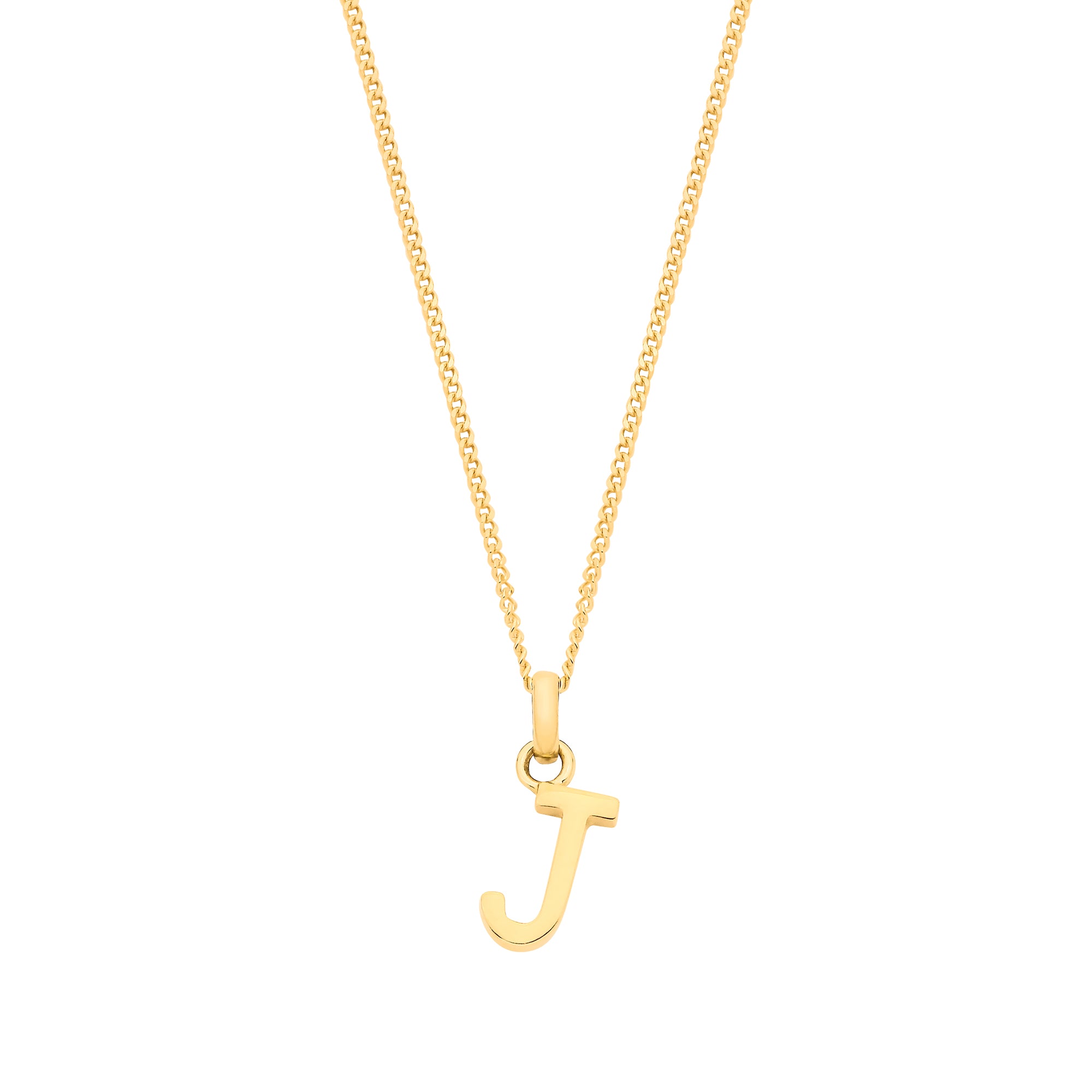 9ct Yellow Gold Plain INITIAL on 18" 9ct Yellow Gold Curb Chain