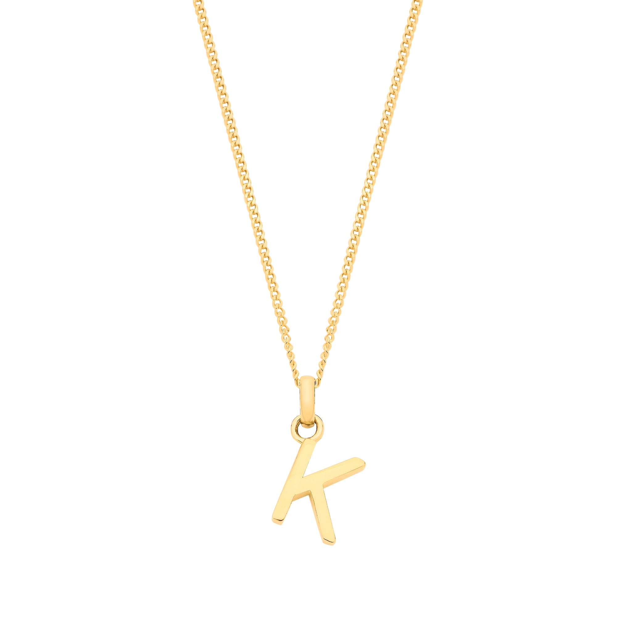9ct Yellow Gold Plain INITIAL on 18" 9ct Yellow Gold Curb Chain