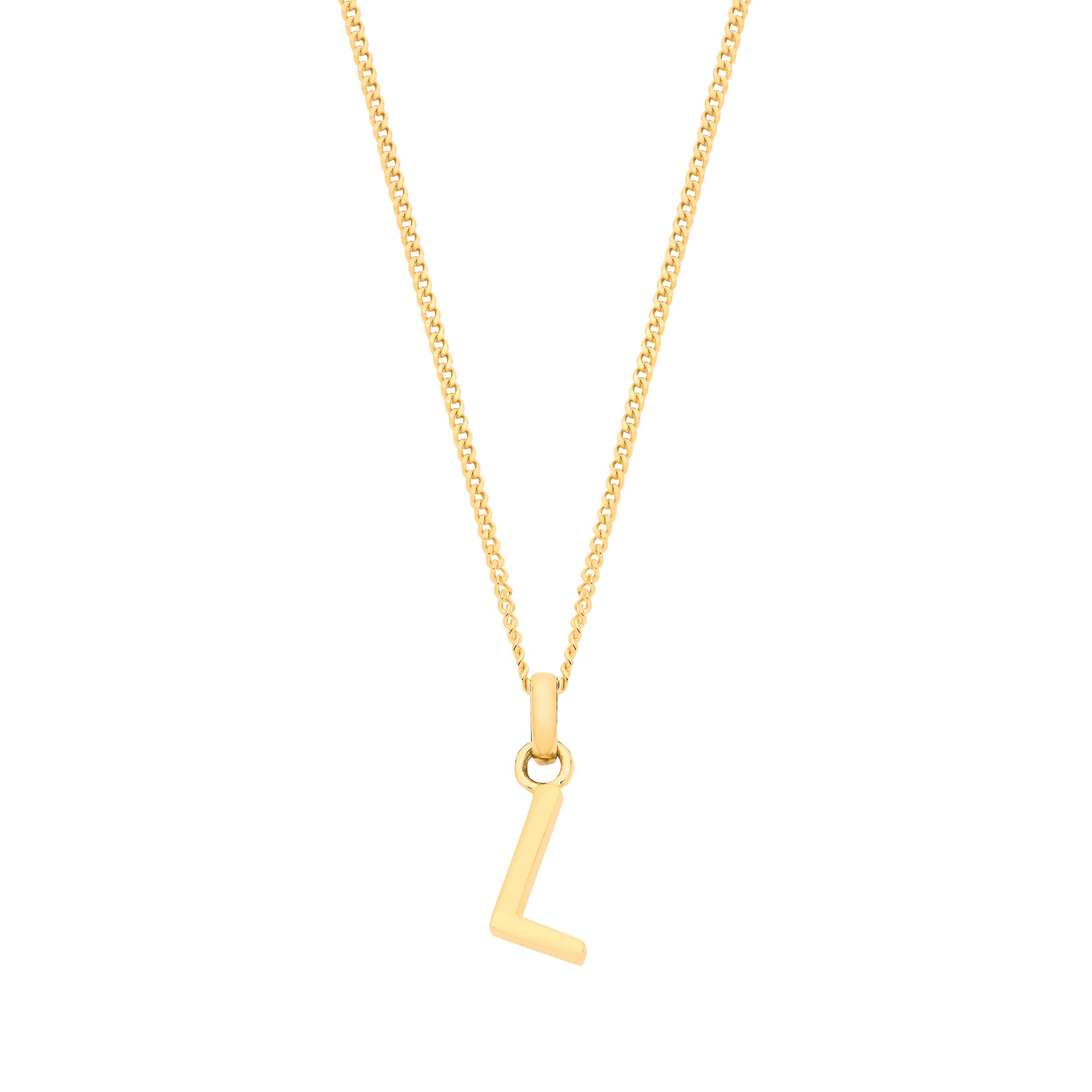 9ct Yellow Gold Plain INITIAL on 18" 9ct Yellow Gold Curb Chain