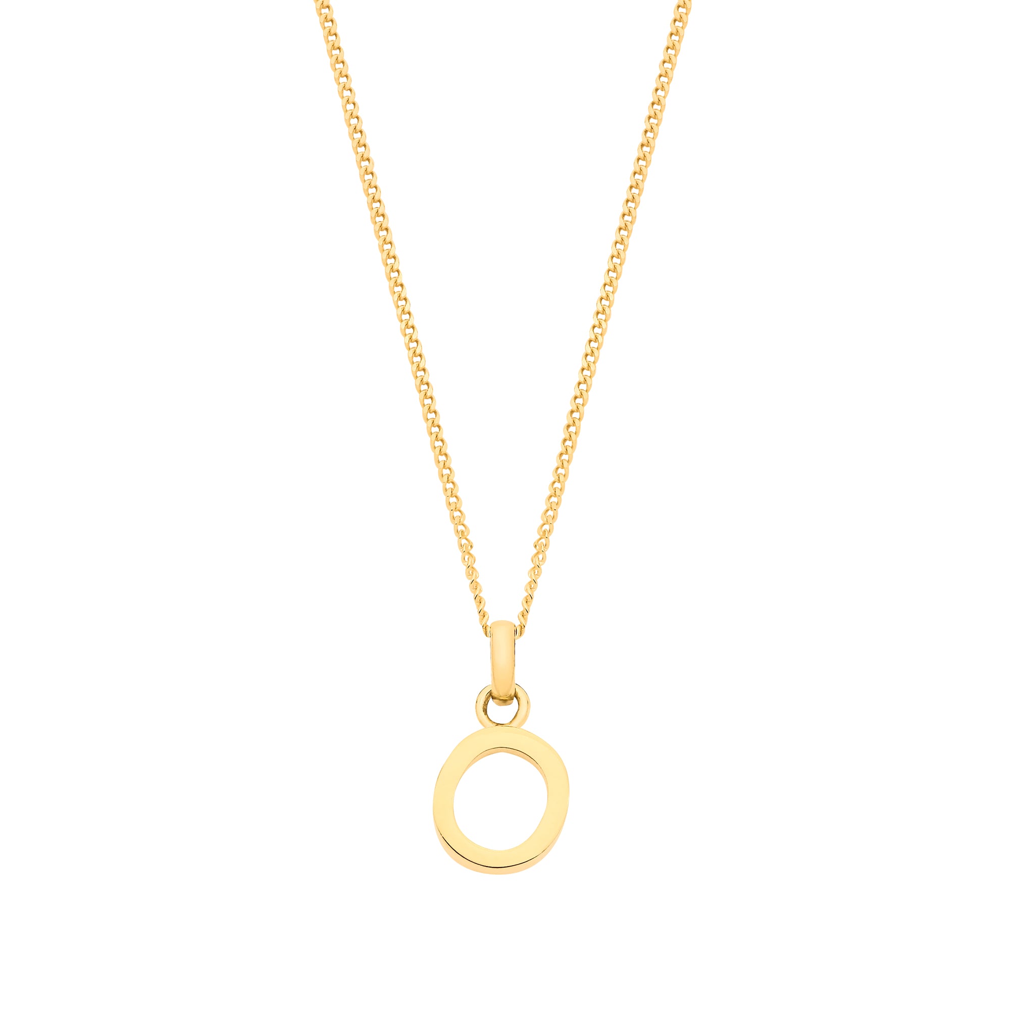 9ct Yellow Gold Plain INITIAL on 18" 9ct Yellow Gold Curb Chain