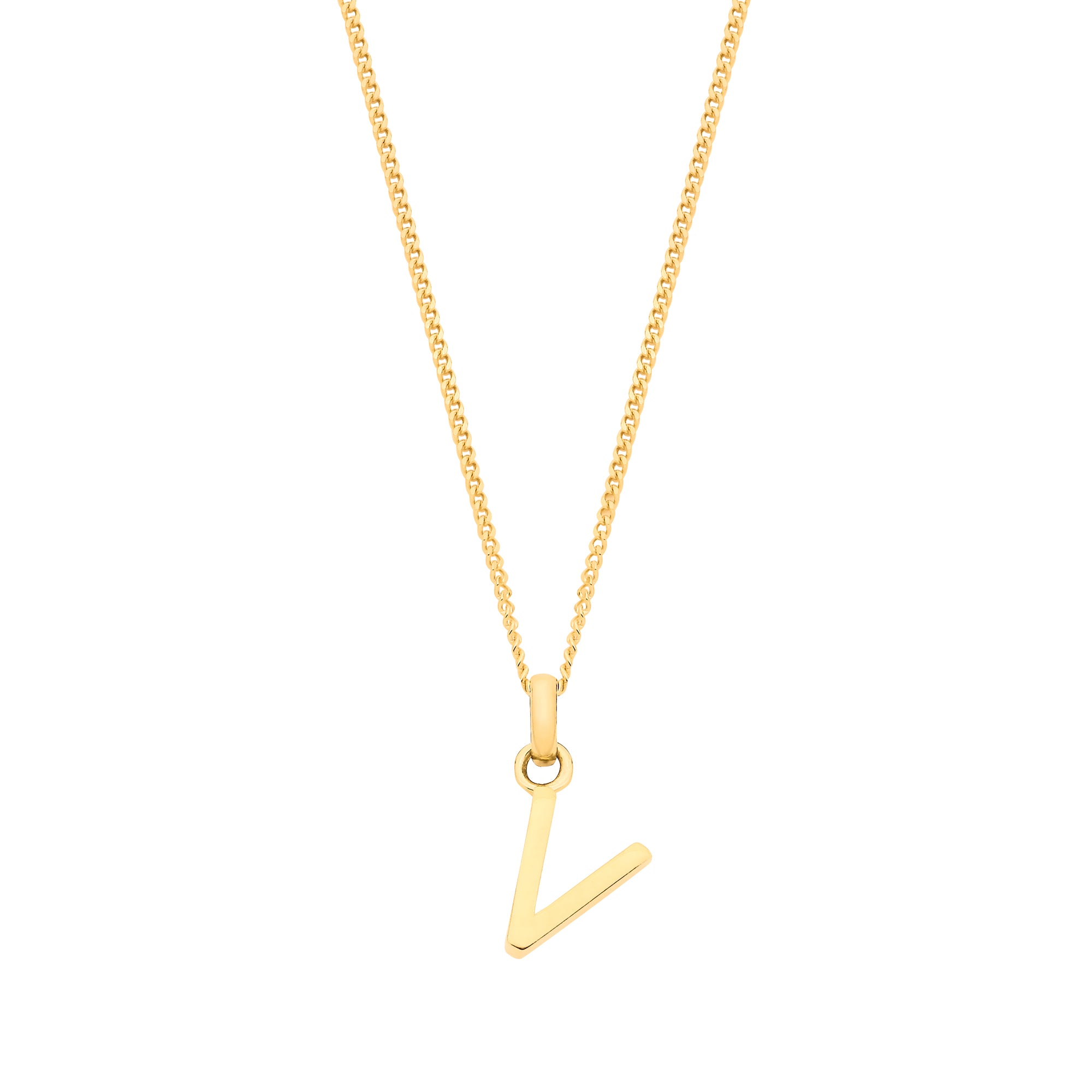 9ct Yellow Gold Plain INITIAL on 18" 9ct Yellow Gold Curb Chain