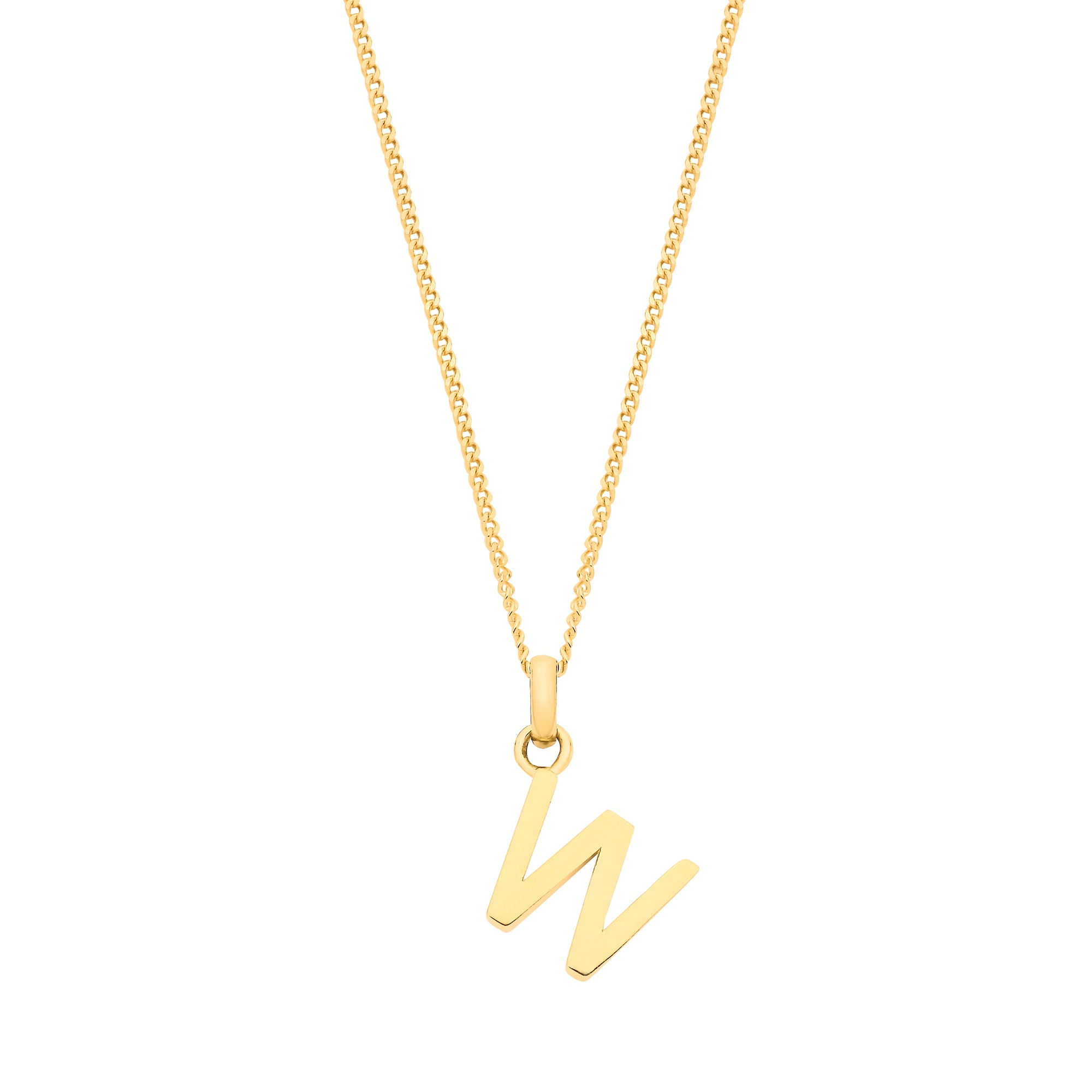 9ct Yellow Gold Plain INITIAL on 18" 9ct Yellow Gold Curb Chain