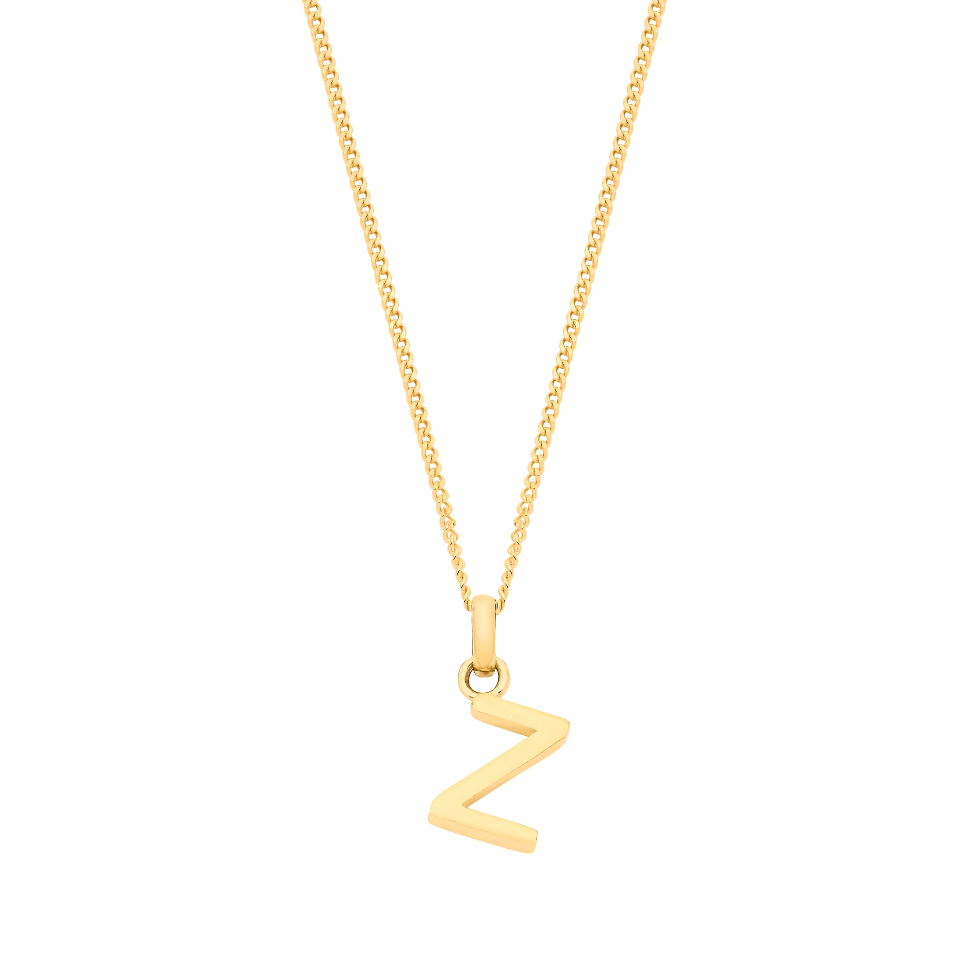 9ct Yellow Gold Plain INITIAL on 18" 9ct Yellow Gold Curb Chain