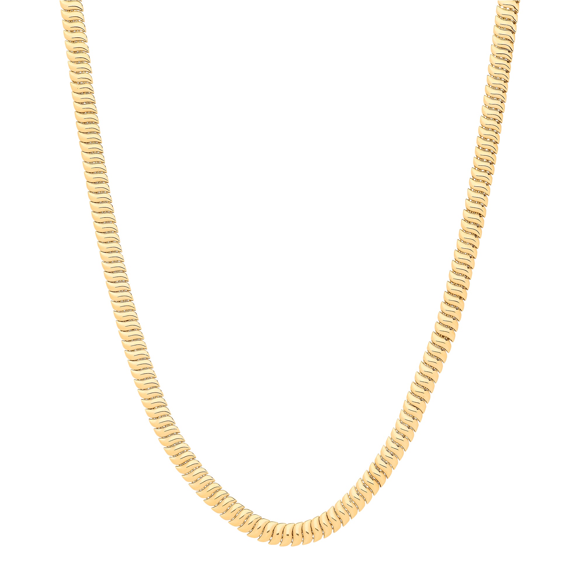 9ct Yellow Gold Ribbed 7mm Omega Snake Necklace/Bracelet