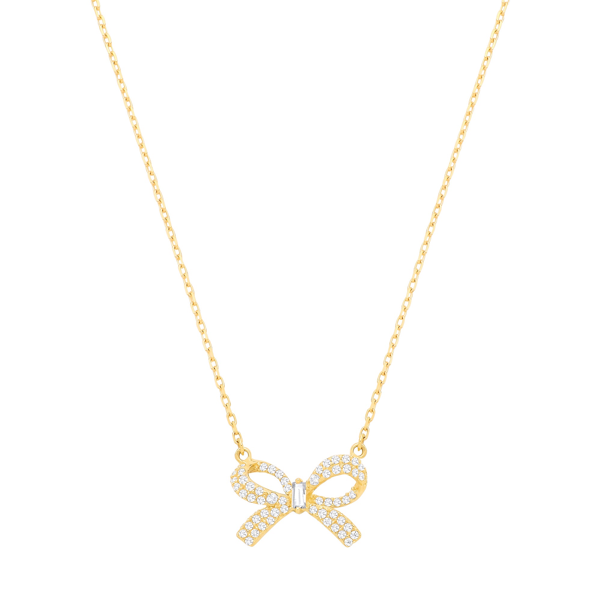 9ct Yellow Gold Cz Bow Chain
