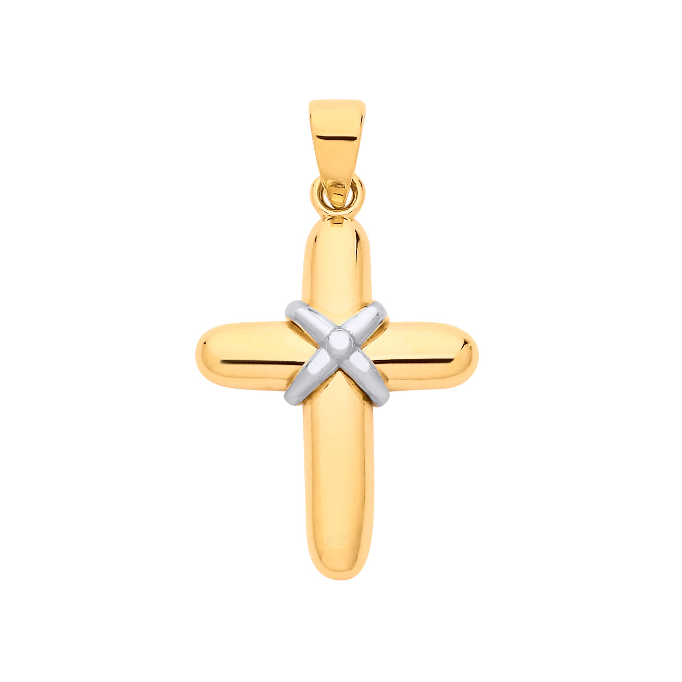 9ct Yellow & White Gold Small Kiss Cross