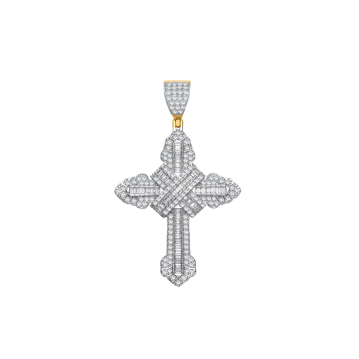9ct Yellow Gold Vintage Style Cubic Zirconia Kiss Cross