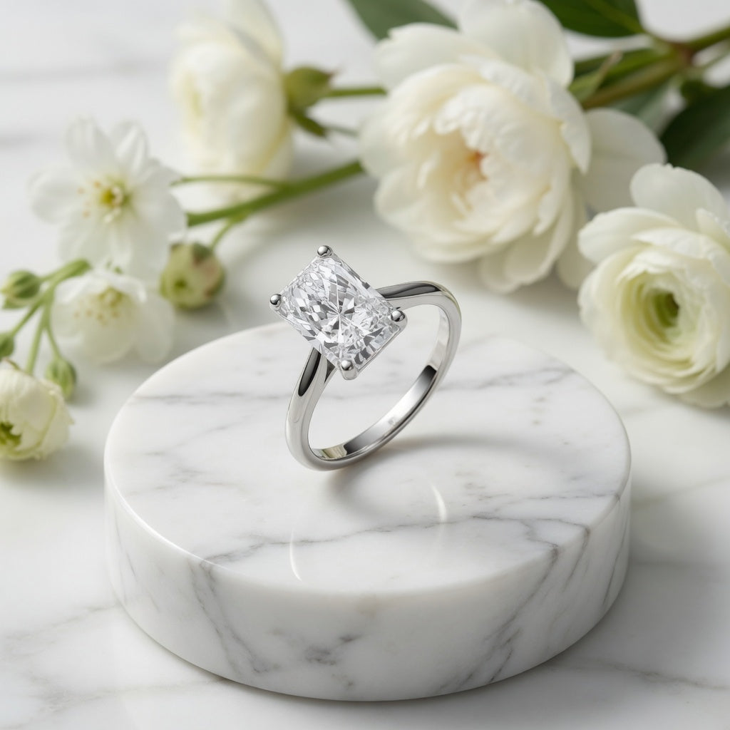 18ct White Gold 3.00ct Radiant Cut Lab Grown Diamond Ring IGI Certified