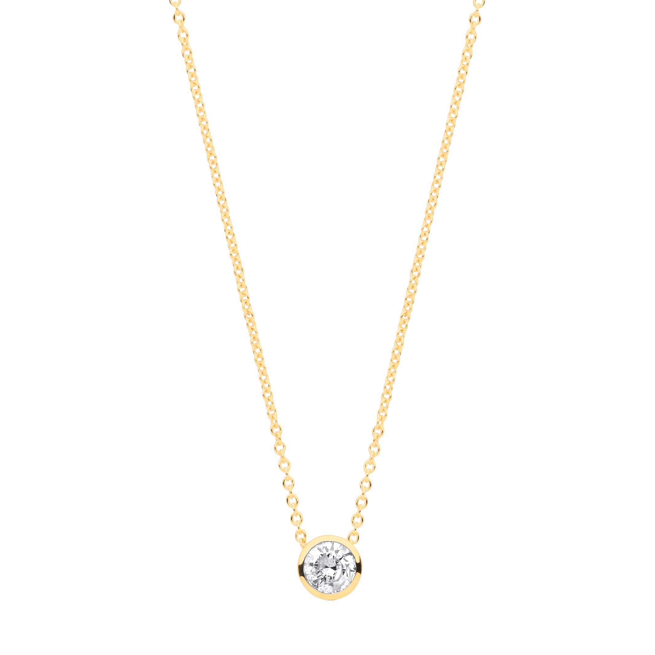 18ct Yellow gold 0.25ct Rubover Diamond Pendant 18inch/45cm chain