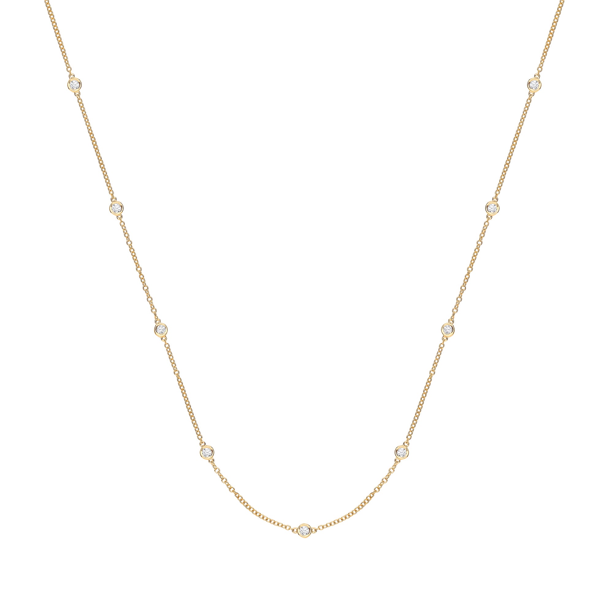 9ct Yellow Gold 0.50ct Rubover Diamond Chain (18in/45cm)