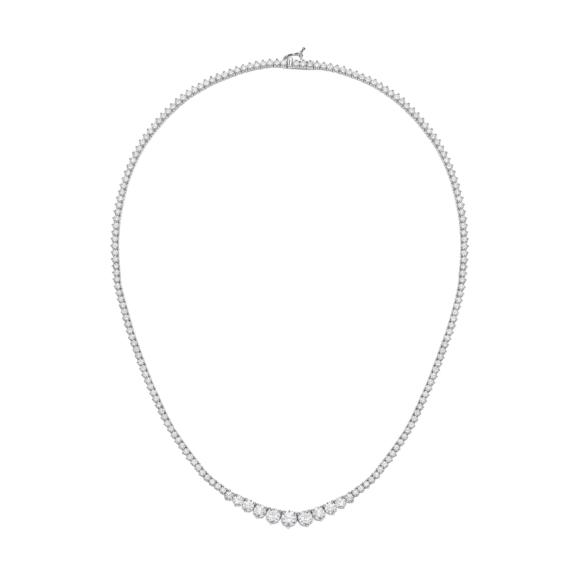 18ct White Gold Graduated 10.00ct Diamond 17 Inch Necklace
