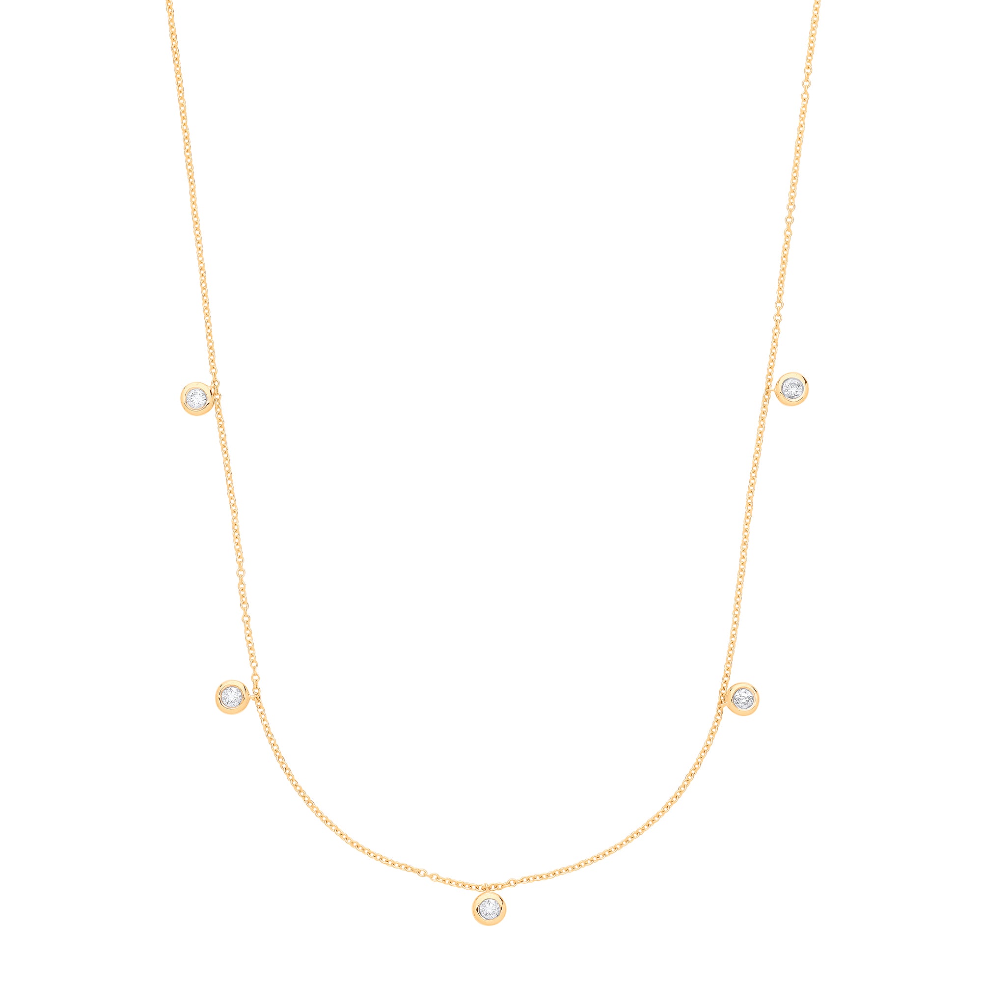 9ct Yellow Gold Rub-Over 0.25ct Diamond Chain