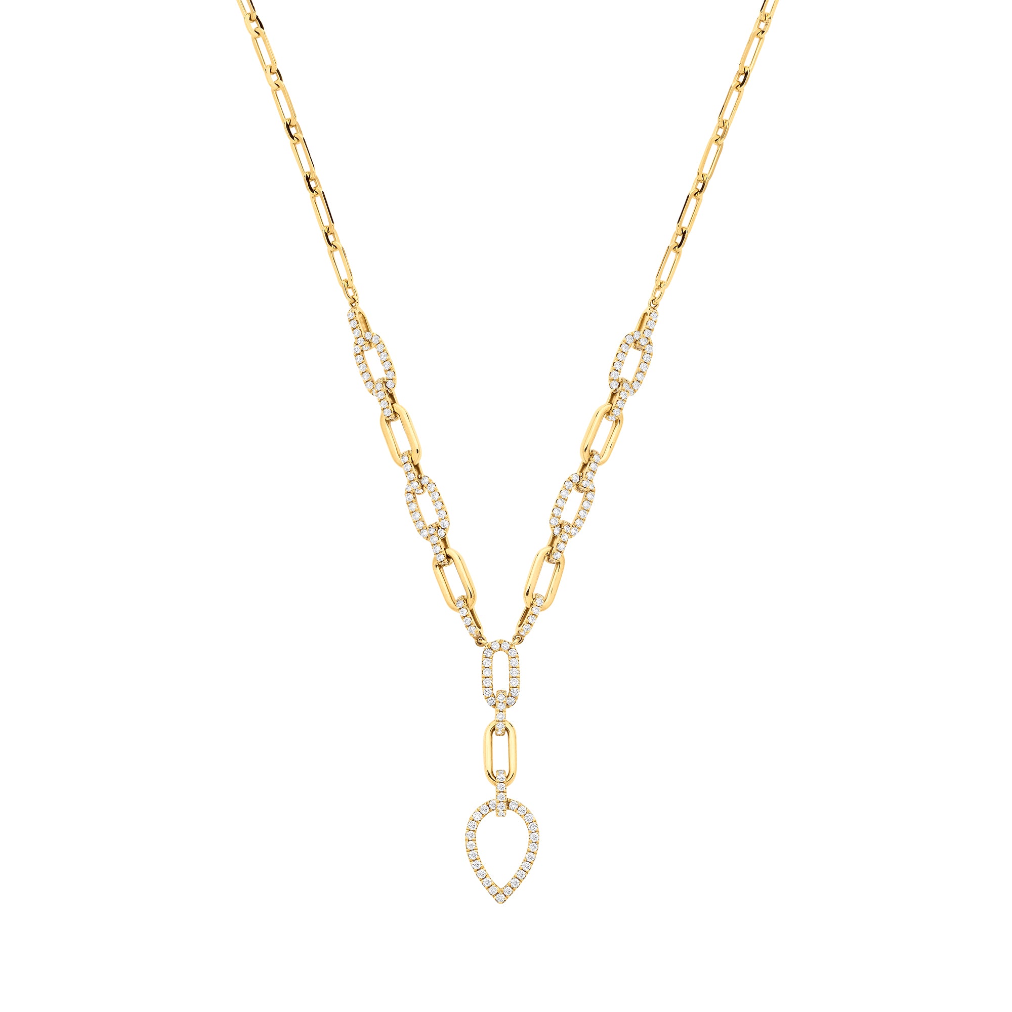 18ct Yellow Gold Pear Shaped 1.30ct Diamond Drop Necklace