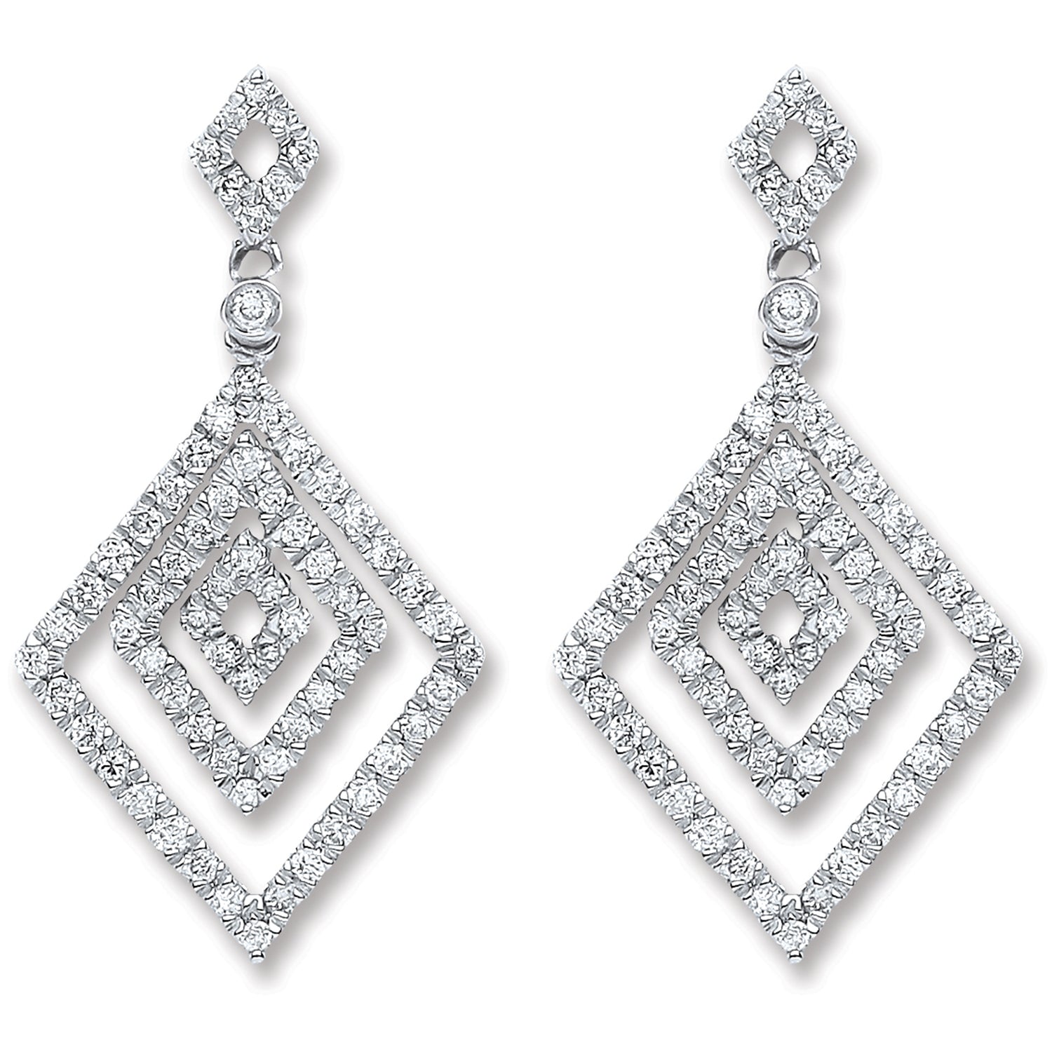 18ct White Gold 0.50ct Diamond Drop Earrings