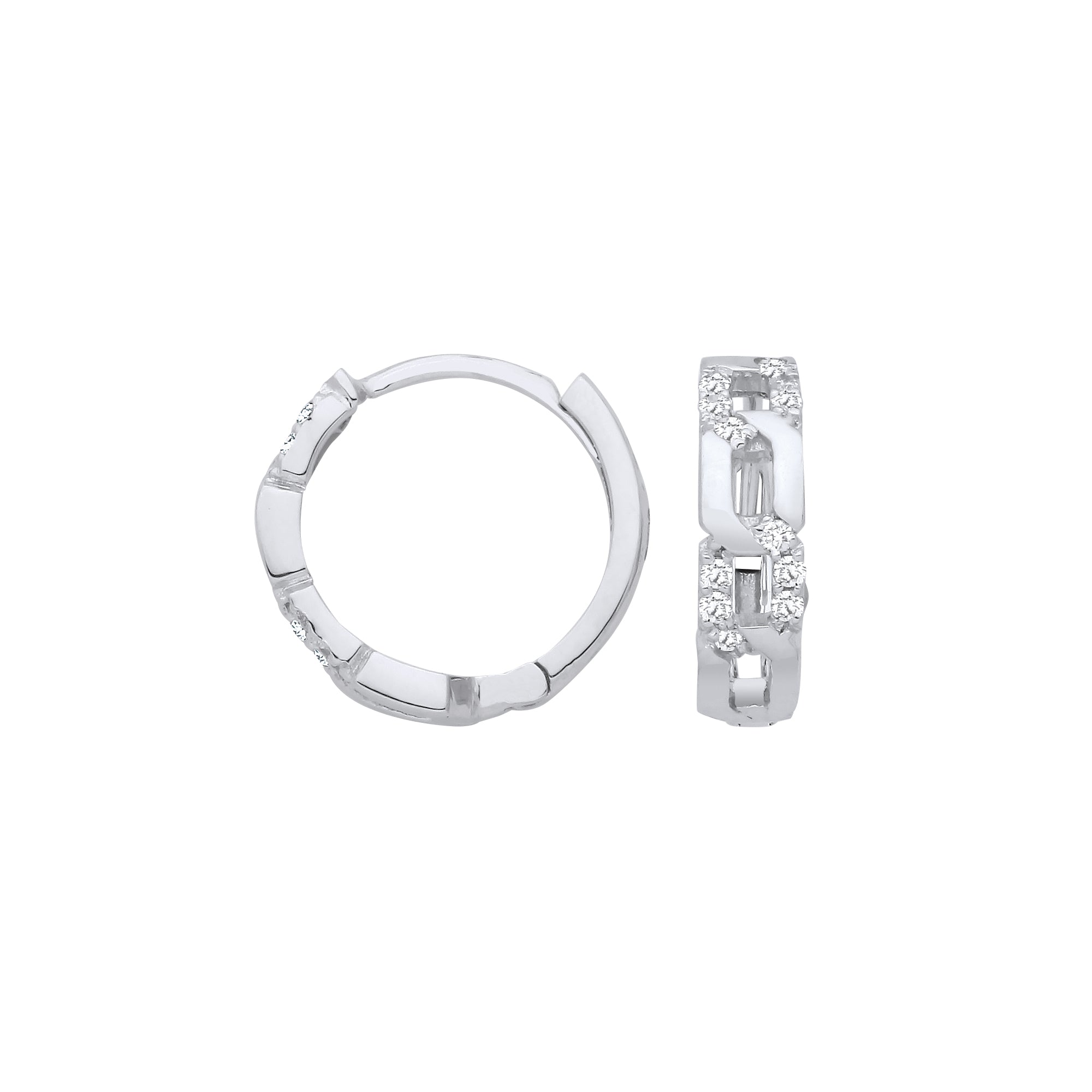 9ct White Gold 0.12ct Diamond Huggie Earrings
