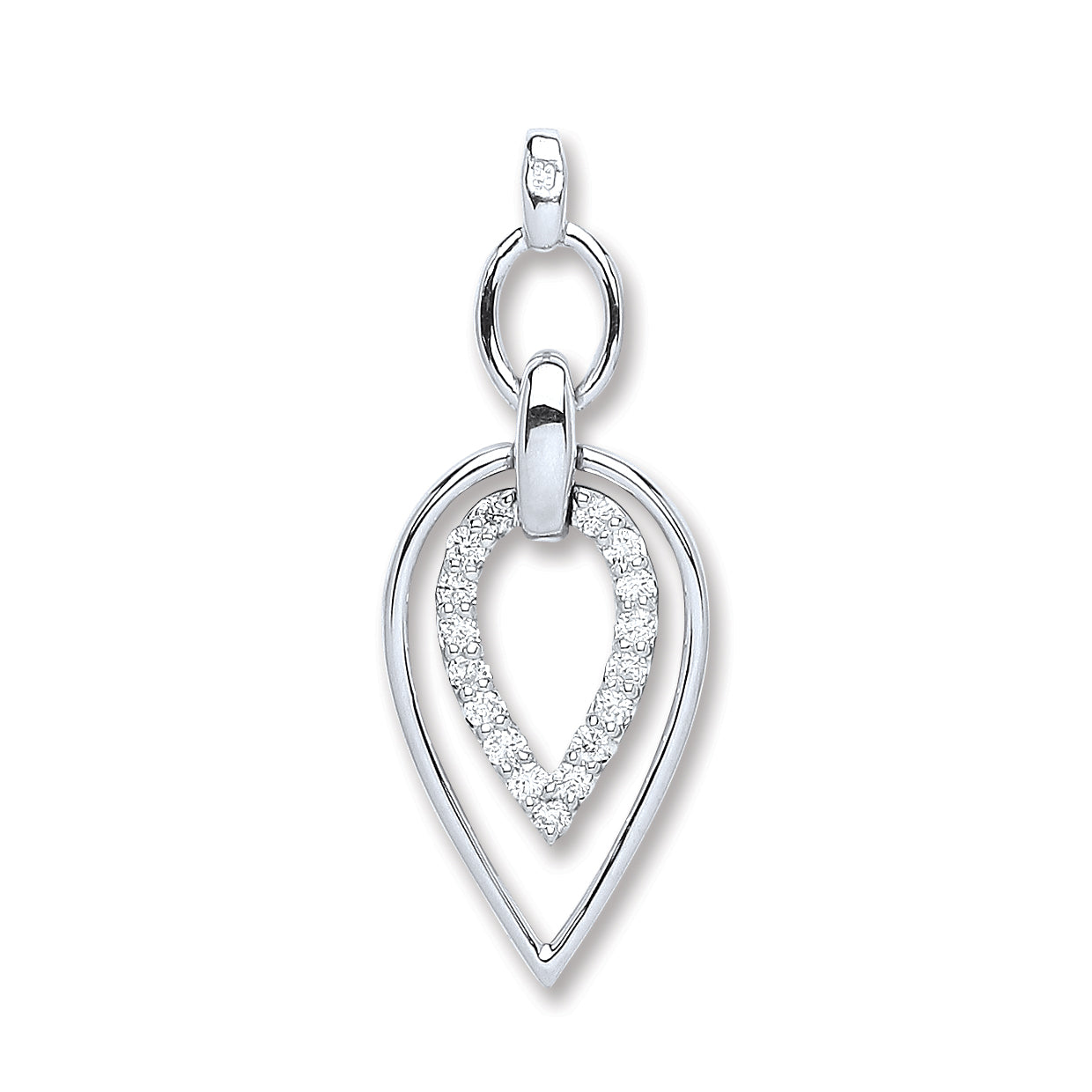 9ct White Gold 0.25ct Diamond Drop Pendant