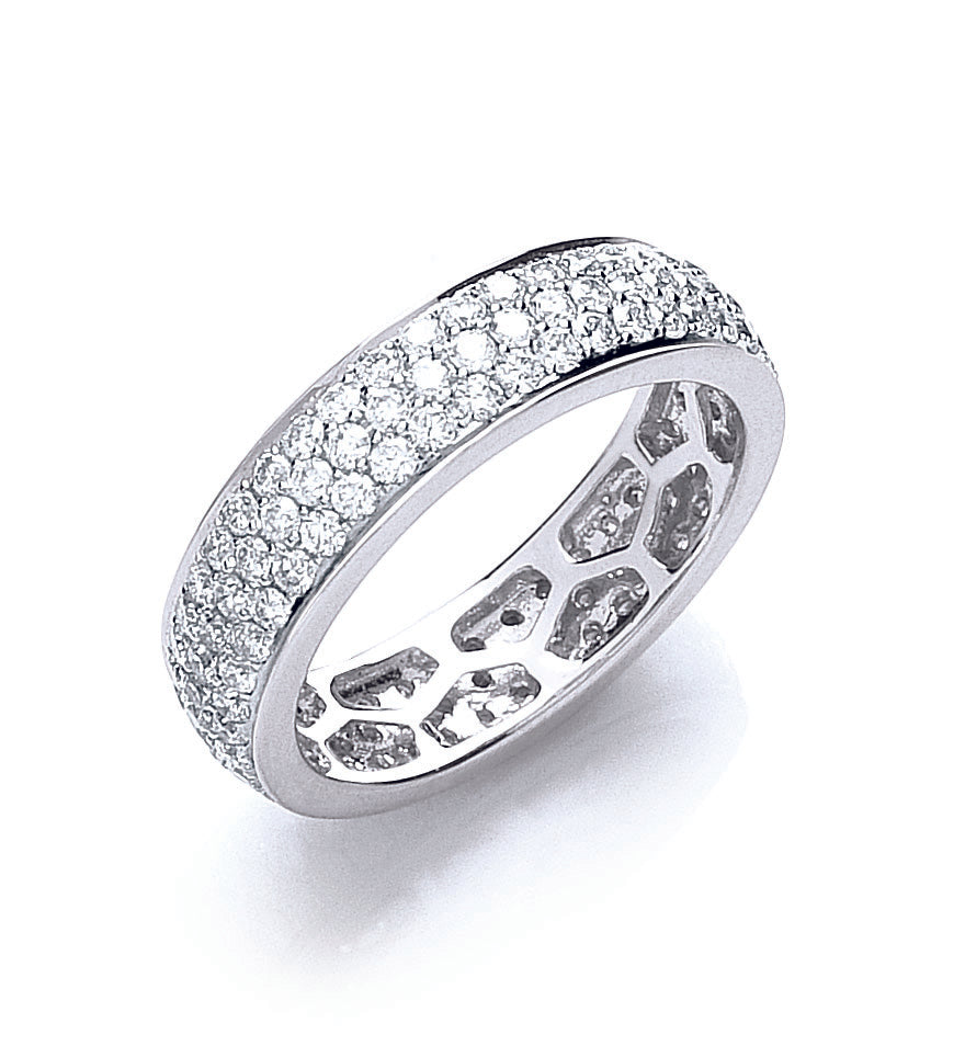 18ct White Gold 1.40ct Pave Set Full Diamond Eternity Ring