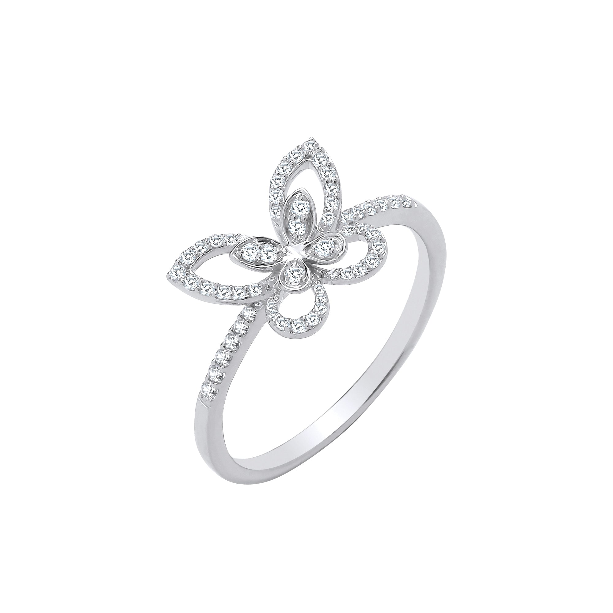 9ct White Gold Butterfly 0.19ct Diamond Ring