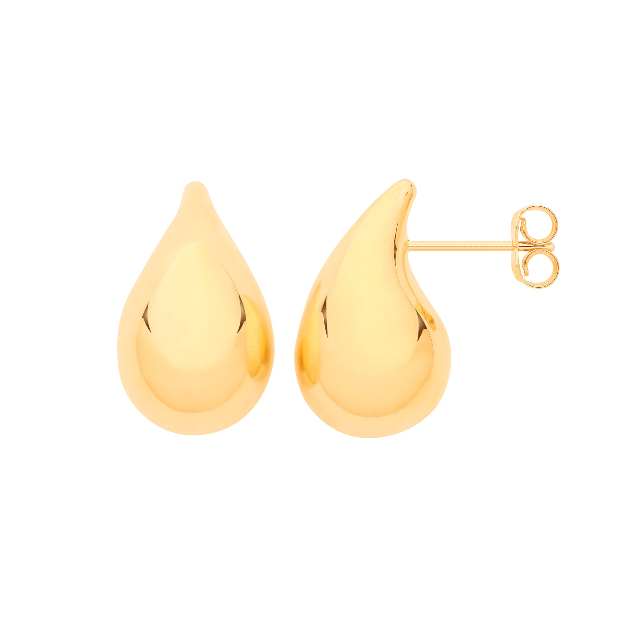 9ct Yellow Gold Puffed Tear Drop Studs