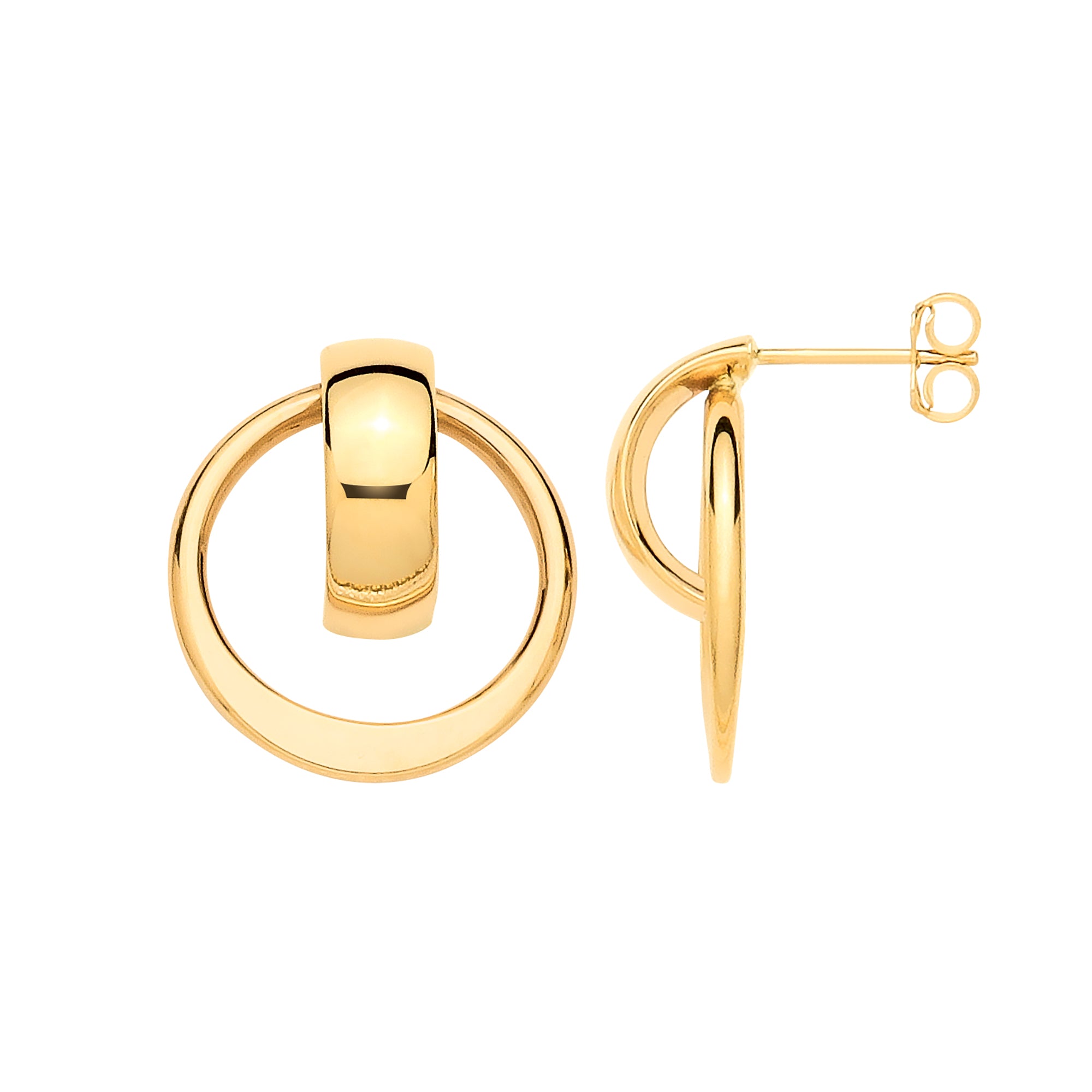 9ct Yellow Gold Double Hoop Drop Earrings