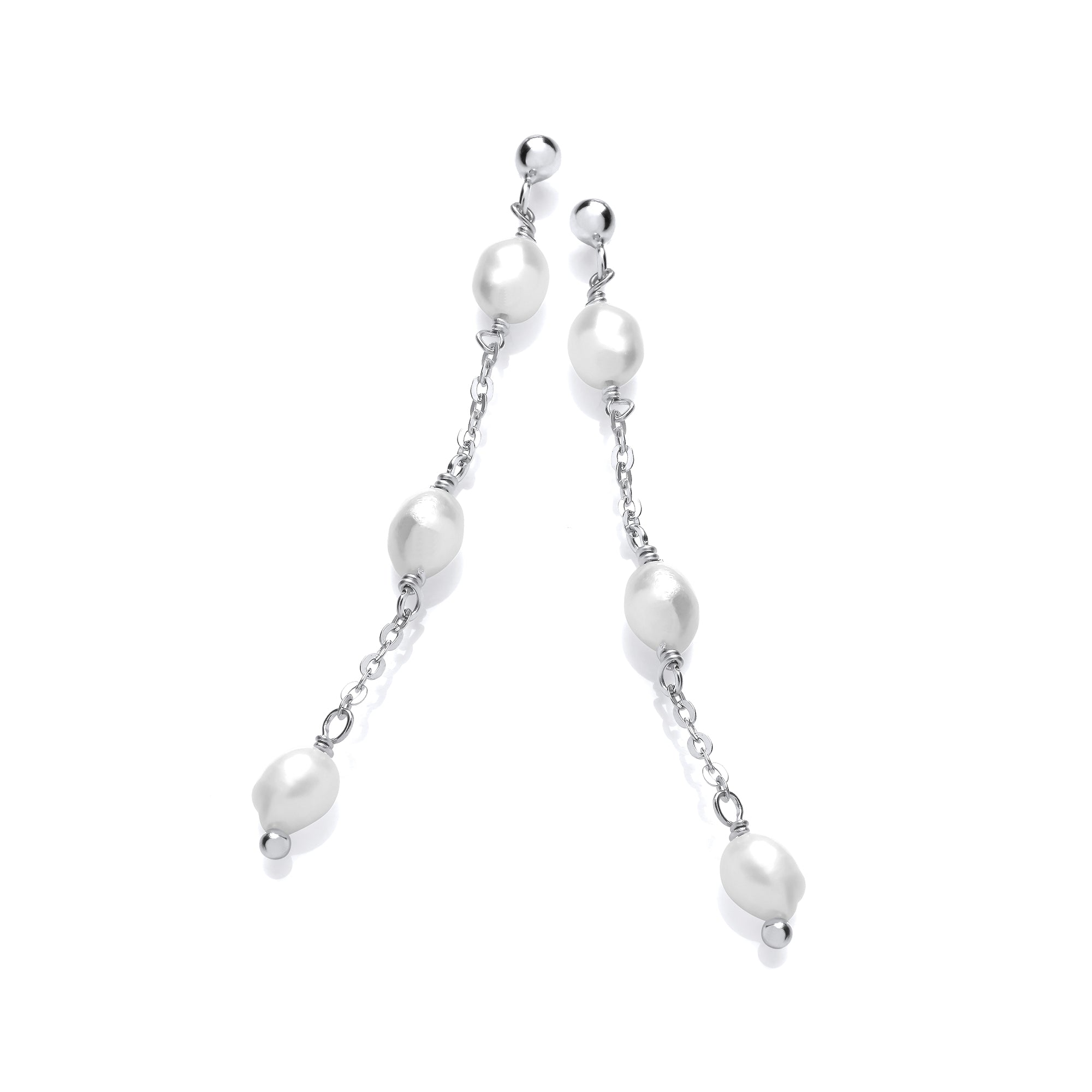 925 Sterling Silver Water Pearls Drop Earrings J-Jaz