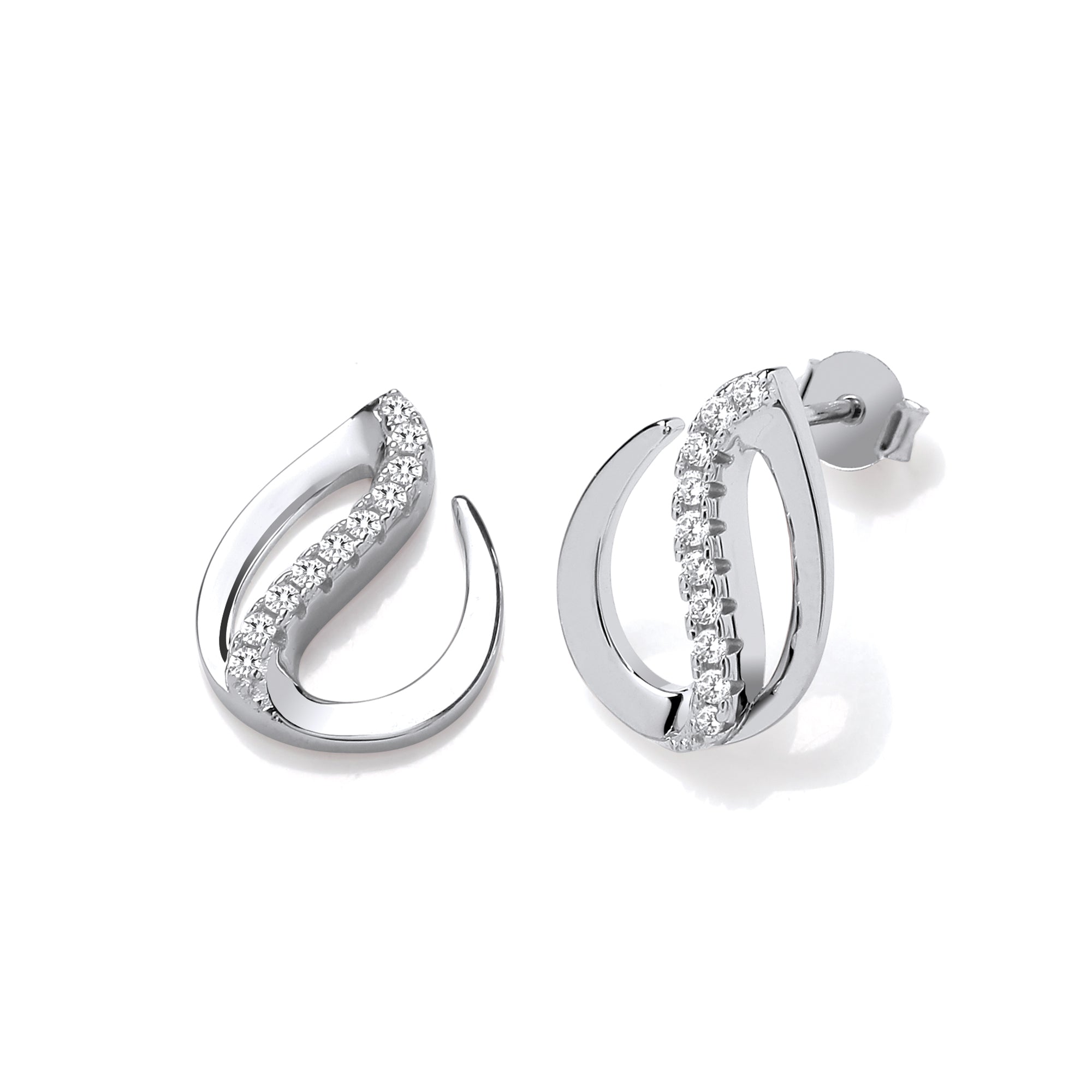 925 Sterling Silver Flat Tear Drop Silver Stud Earrings J-Jaz