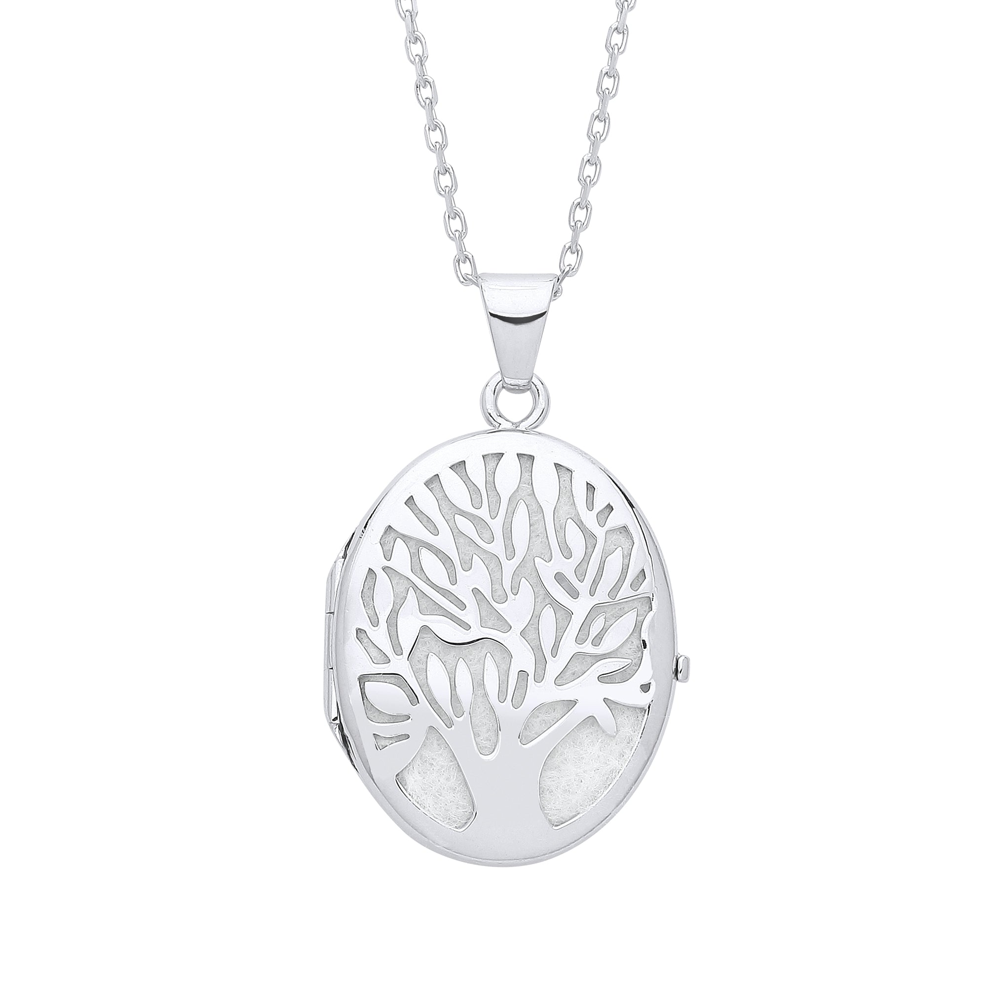 925 Sterling Silver Tree of Life Silver Oval Locket J-Jaz