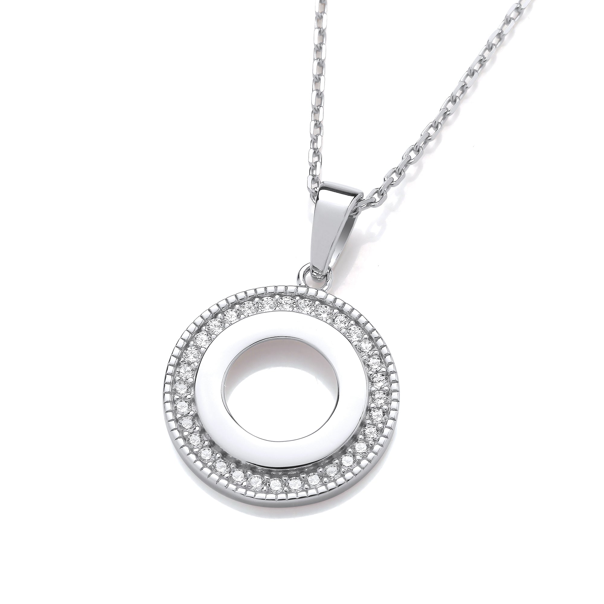 925 Sterling Silver Circle of Life Cubic Zirconia Pendant with Chain J-Jaz