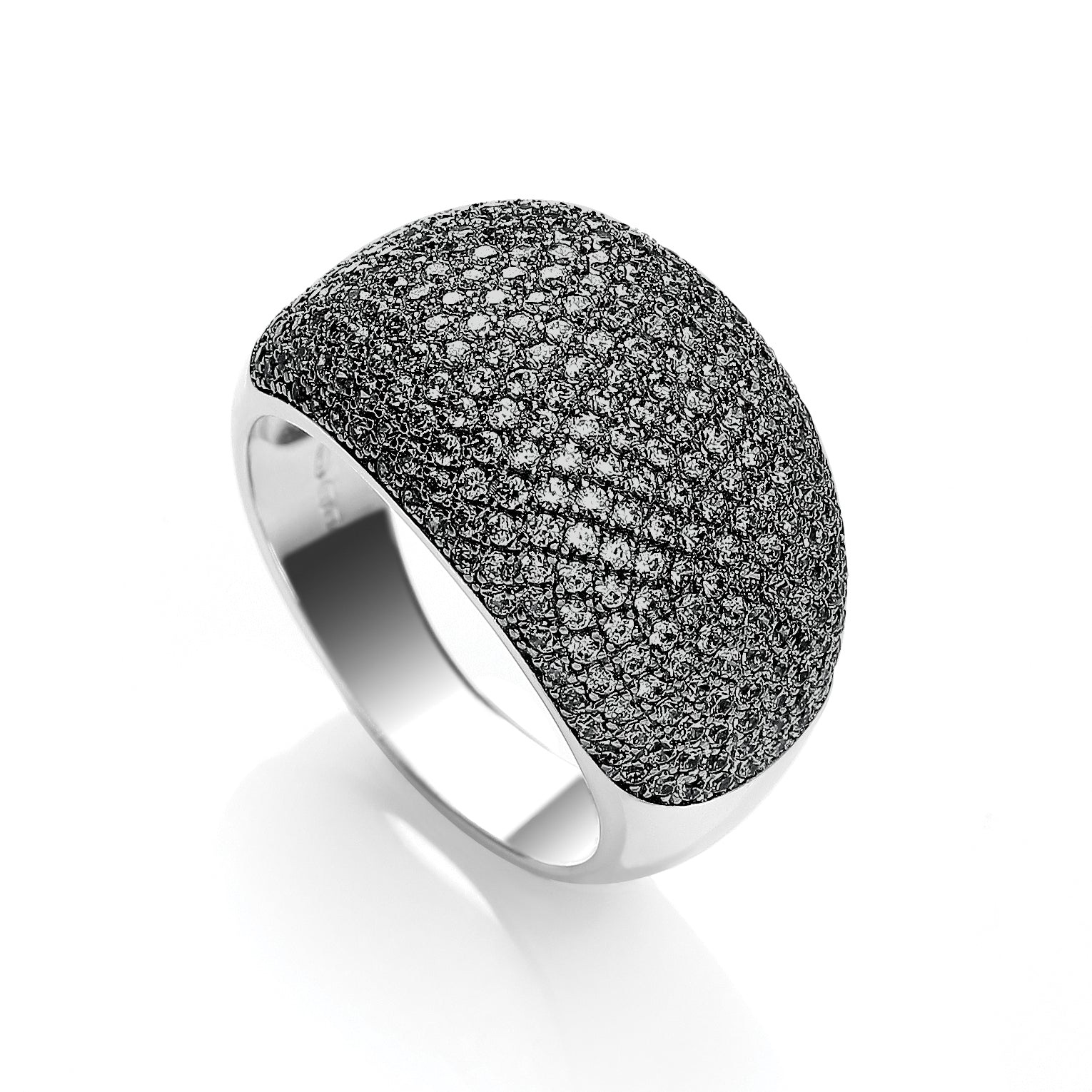 925 Sterling Silver Micro Pave' Cocktail Ring 283 Black Cz J-Jaz