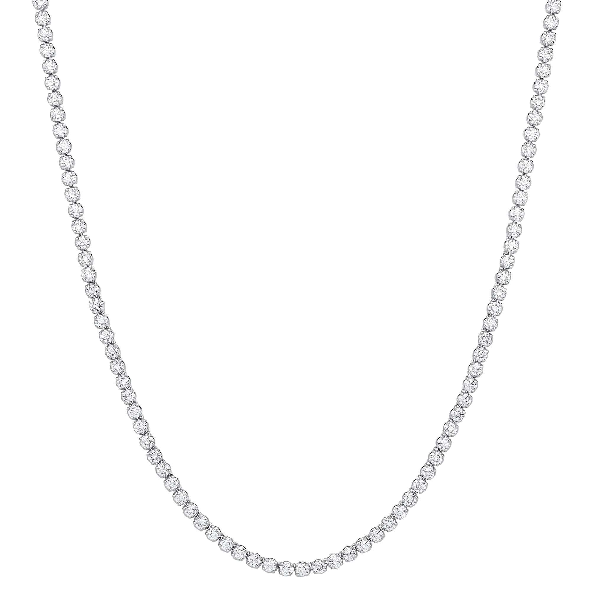 9ct White Gold 20.00ct Lab Grown Diamond Tennis Necklace IGI Certified