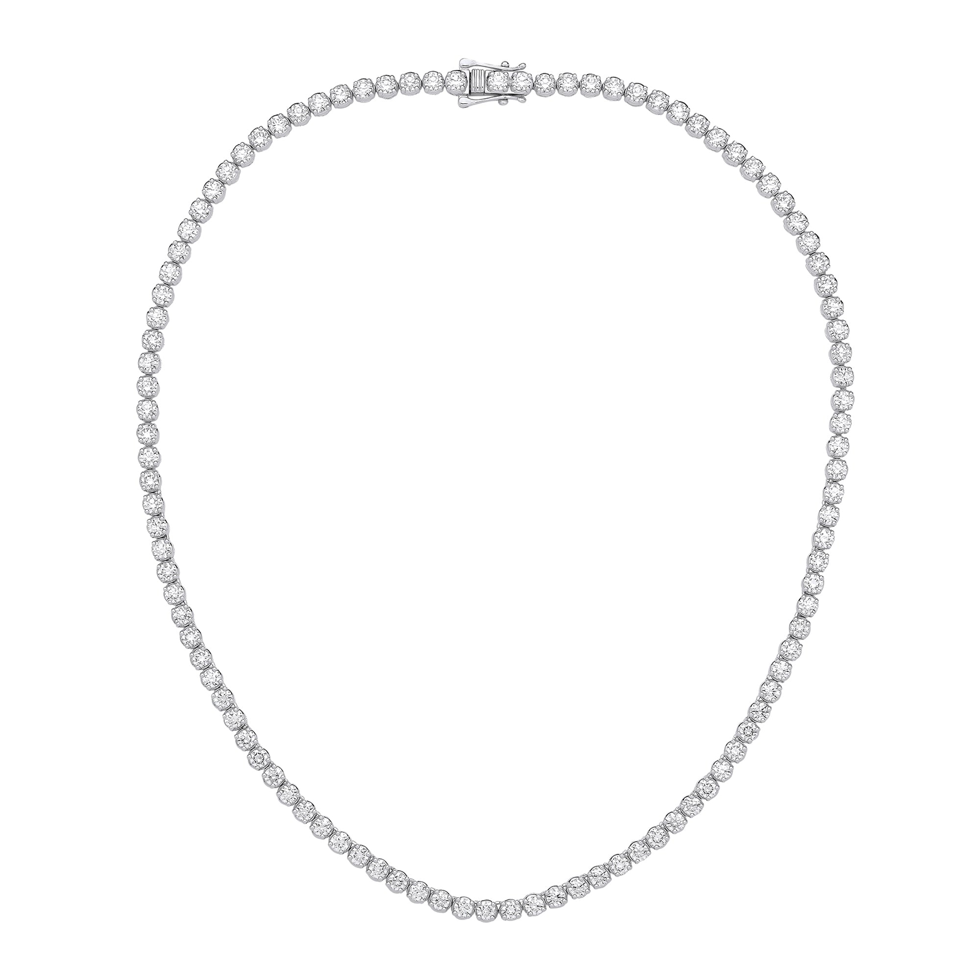 9ct White Gold 20.00ct Lab Grown Diamond Tennis Necklace IGI Certified