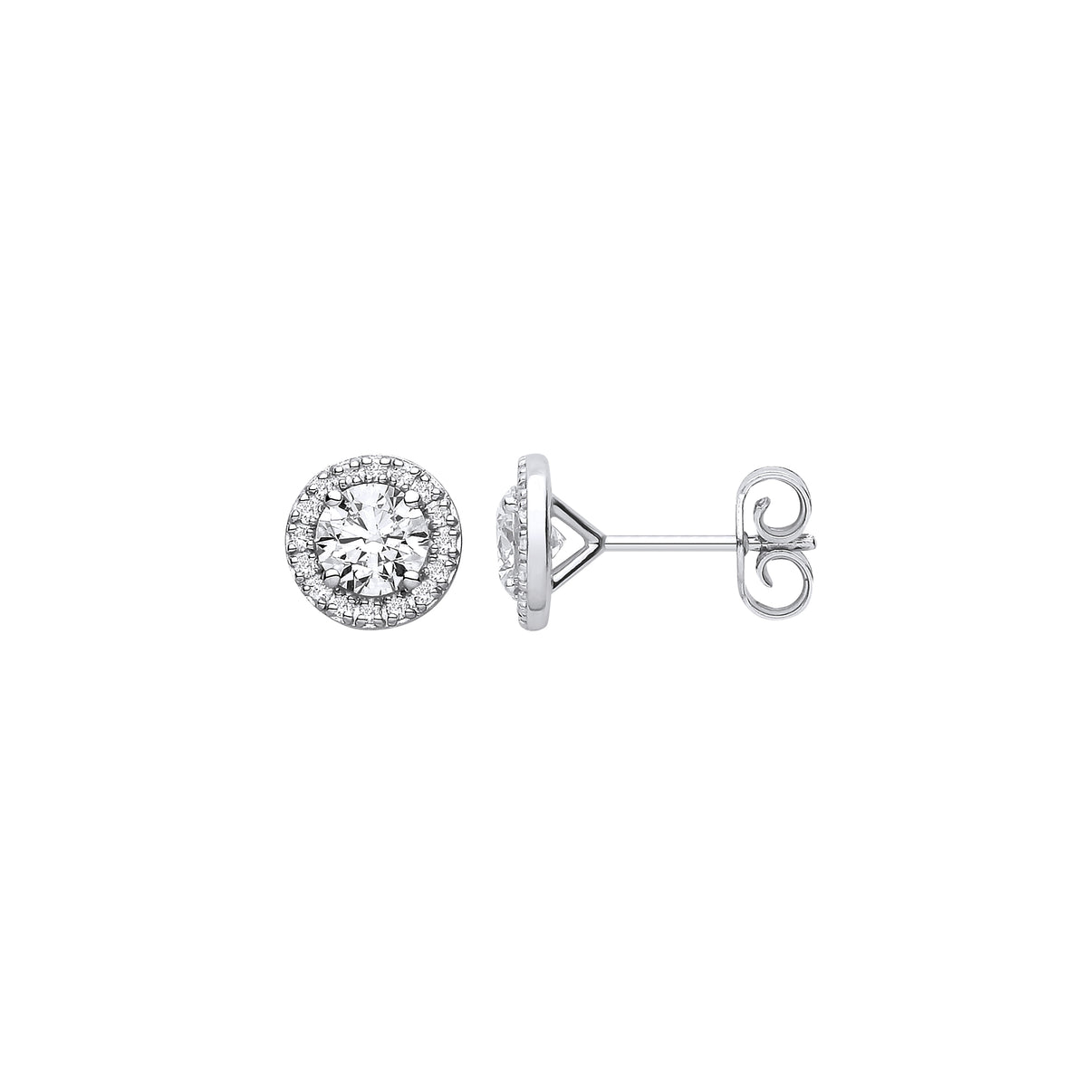9ct White Gold 1.16ct Solitaire Lab Grown Diamond Halo Earrings IGI Certified