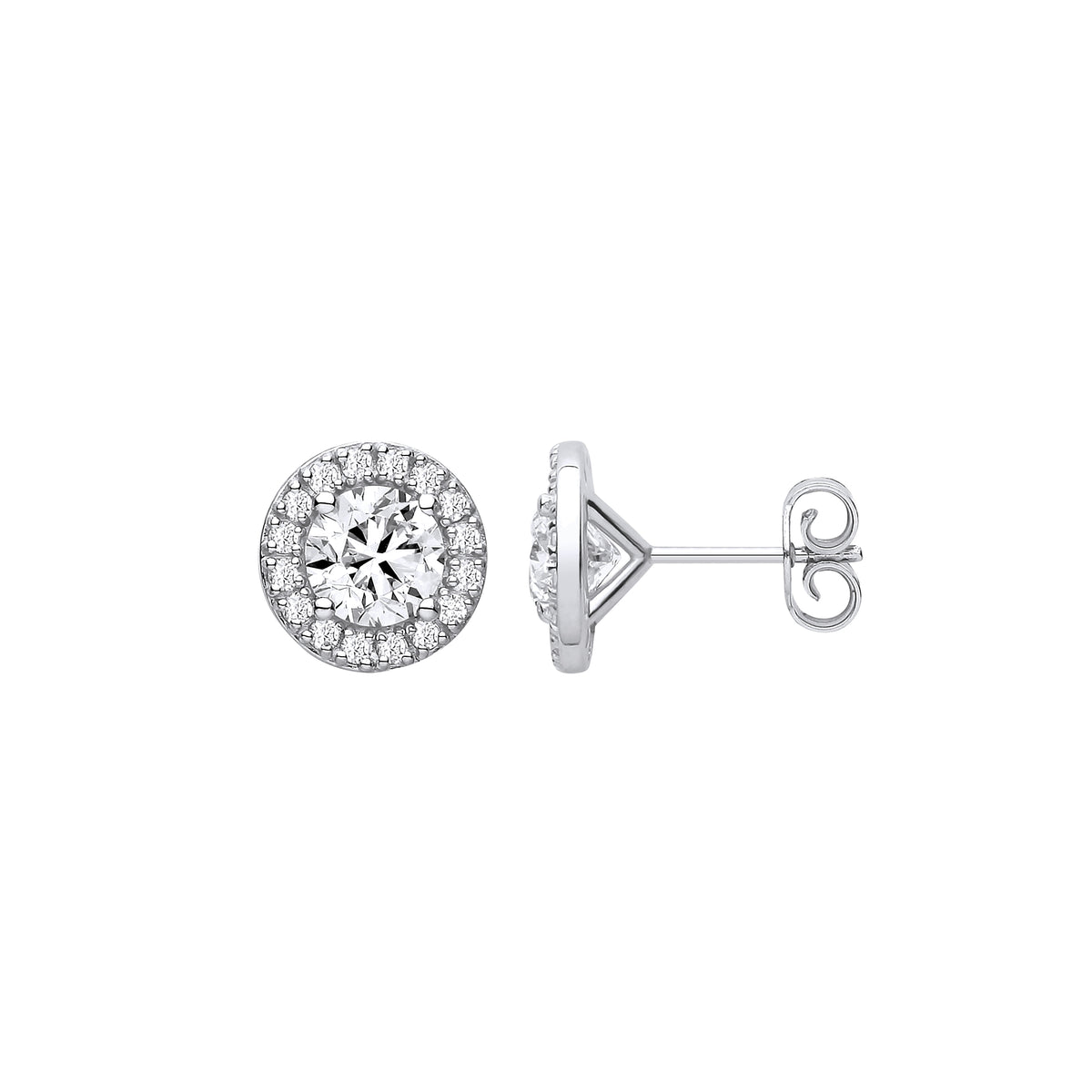 9ct White Gold 2.38ct Solitaire Lab Grown Diamond Halo Earrings IGI Certified