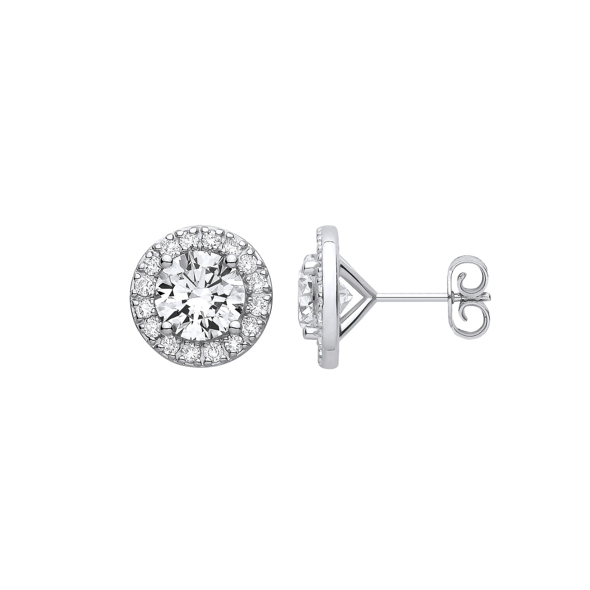 9ct White Gold 3.54ct Solitaire Lab Grown Diamond Halo Earrings IGI Certified