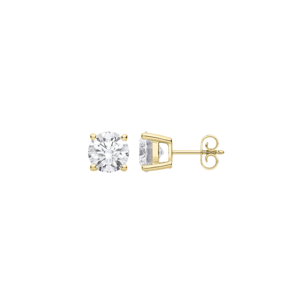 9ct Yellow Gold 1.00ct Solitaire Lab Grown Diamond Earrings IGI Certified