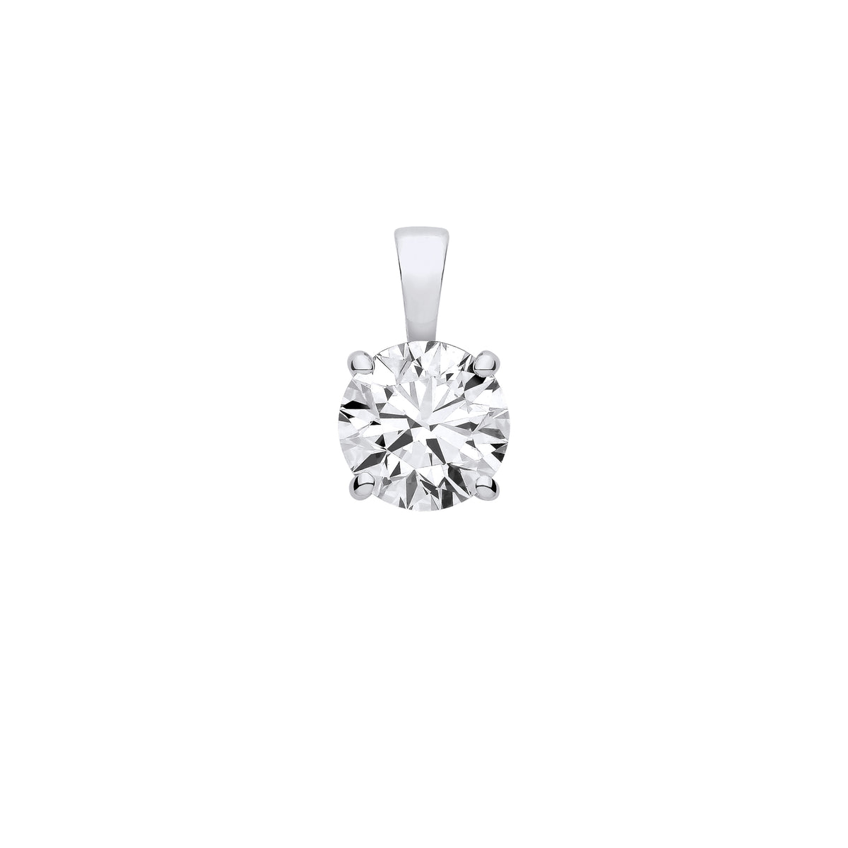 9ct White Gold 1.00ct Solitaire Lab Diamond Diamond Pendant IGI Certified