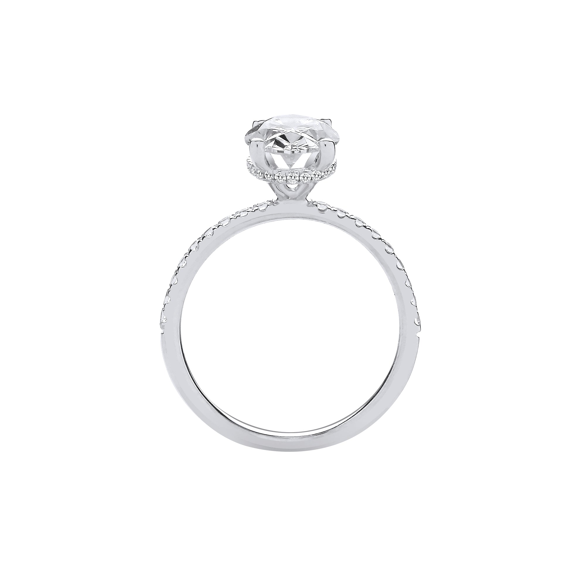 18ct White Gold 2.24ct Oval Lab Grown Hidden Halo Diamond Ring IGI Certified