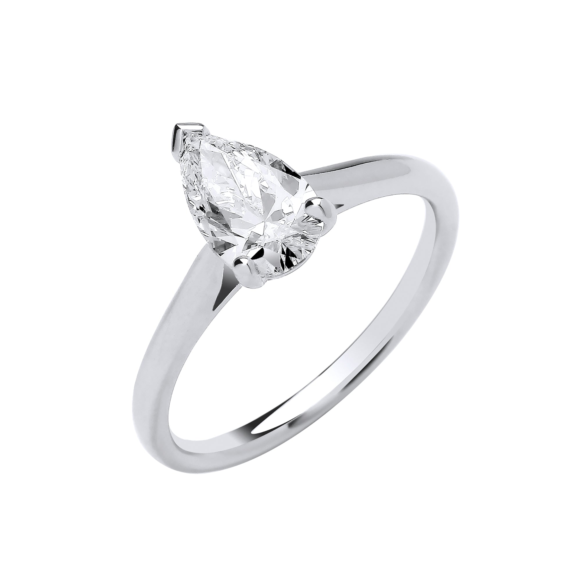 18ct White Gold 1.00ct Pear Cut LAB GROWN Diamond Ring IGI Certified