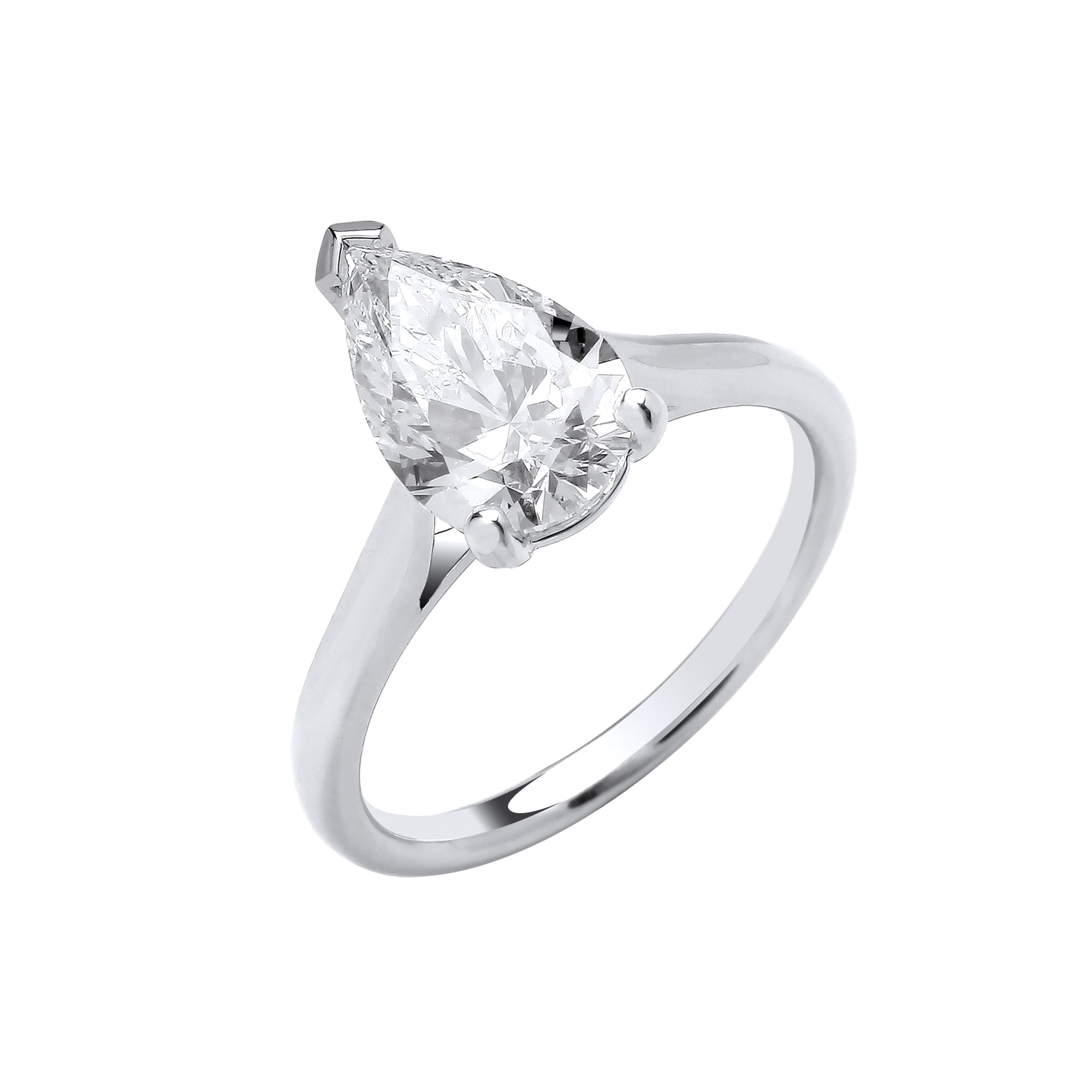 18ct White Gold 2.00ct Pear Cut LAB GROWN Diamond Ring IGI Certified