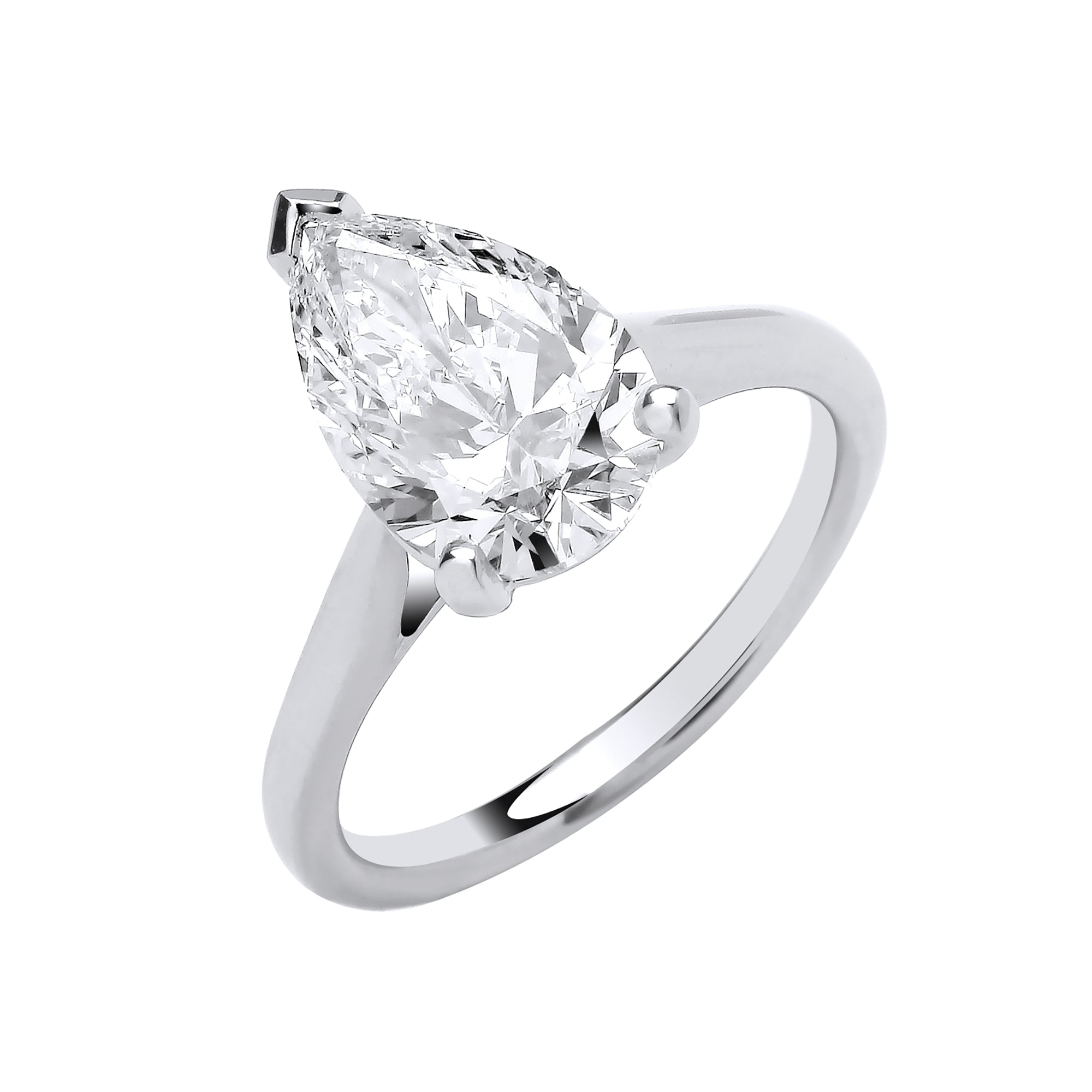 18ct White Gold 3.00ct Pear Cut LAB GROWN Diamond Ring IGI Certified