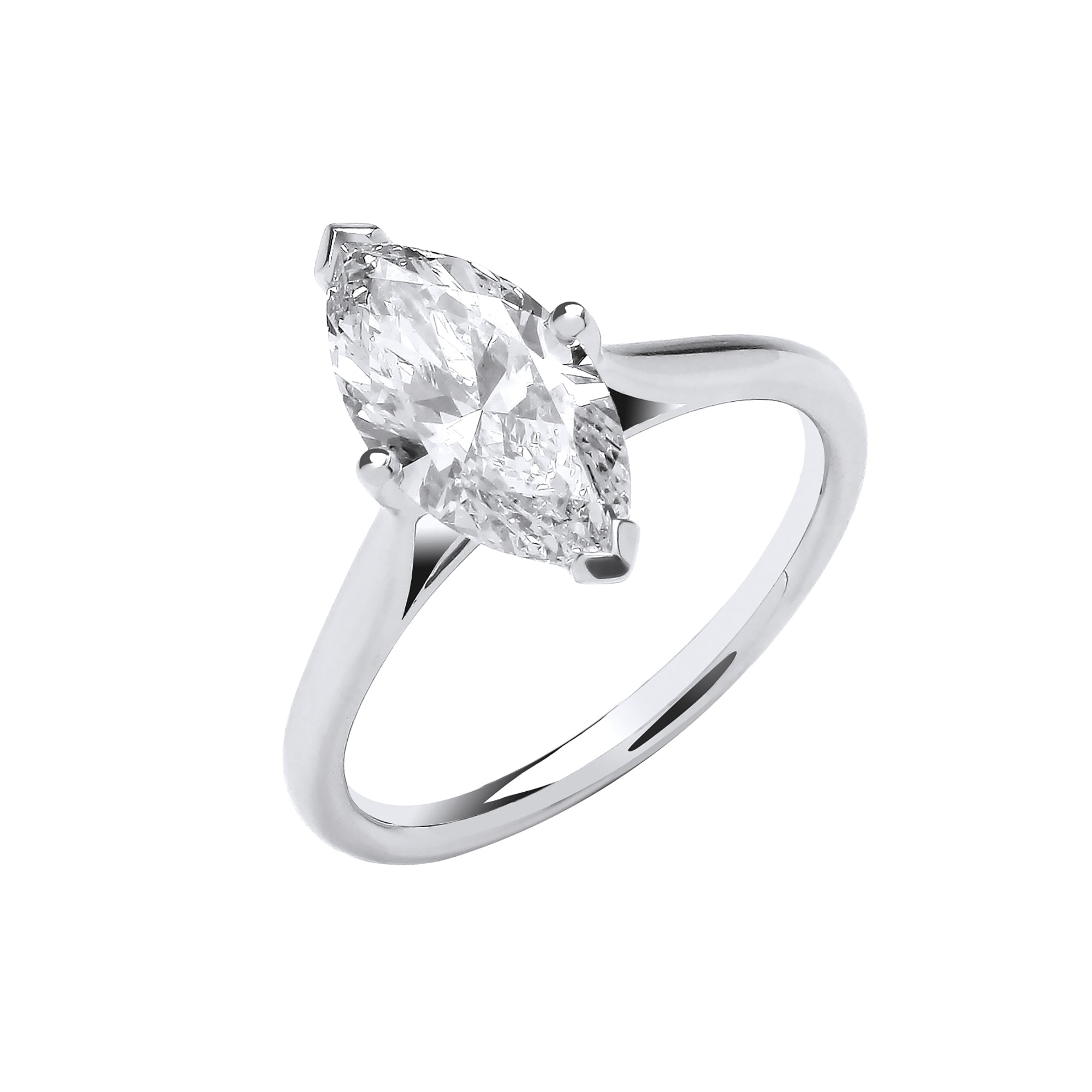 18ct White Gold 2.00ctw Marquise Cut LAB GROWN Diamond Ring IGI Certified