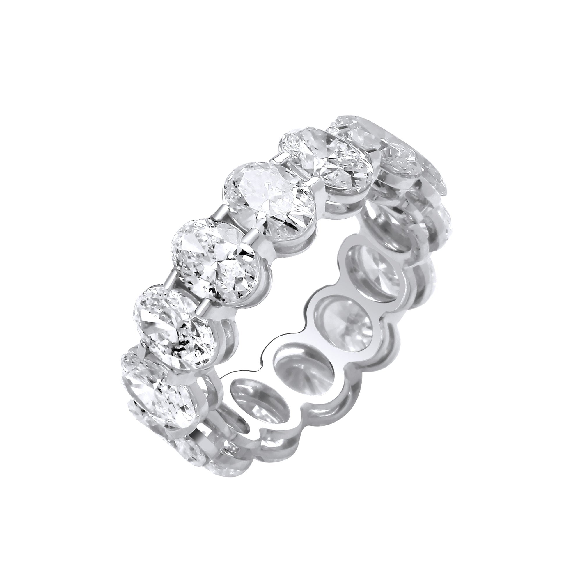 18ct White Gold 7.00ctw Oval Cut Lab Grown Diamond Eternity Ring WGI Certified