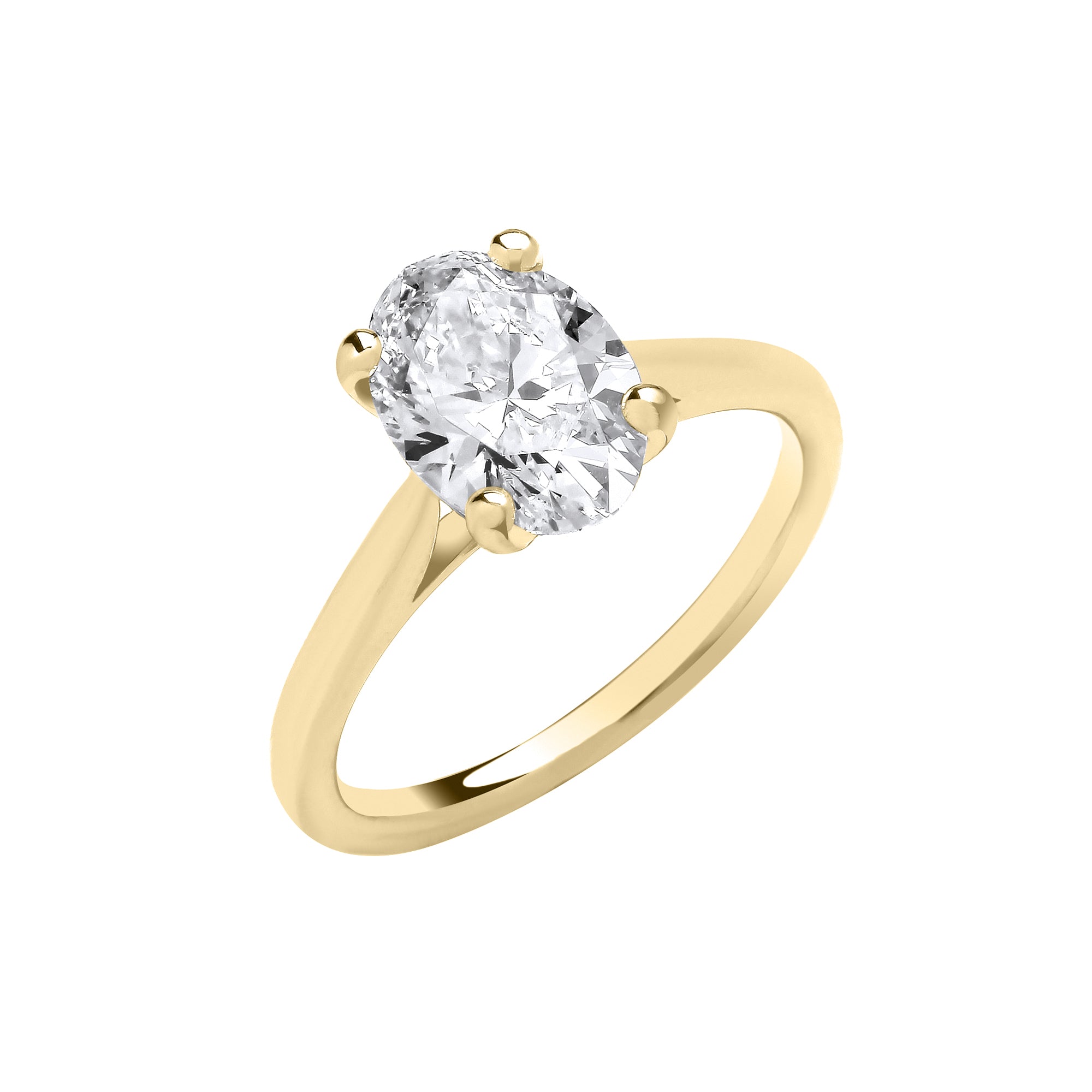 18ct Yellow Gold 2.00ct Oval Lab Grown Diamond Ring IGI Certified