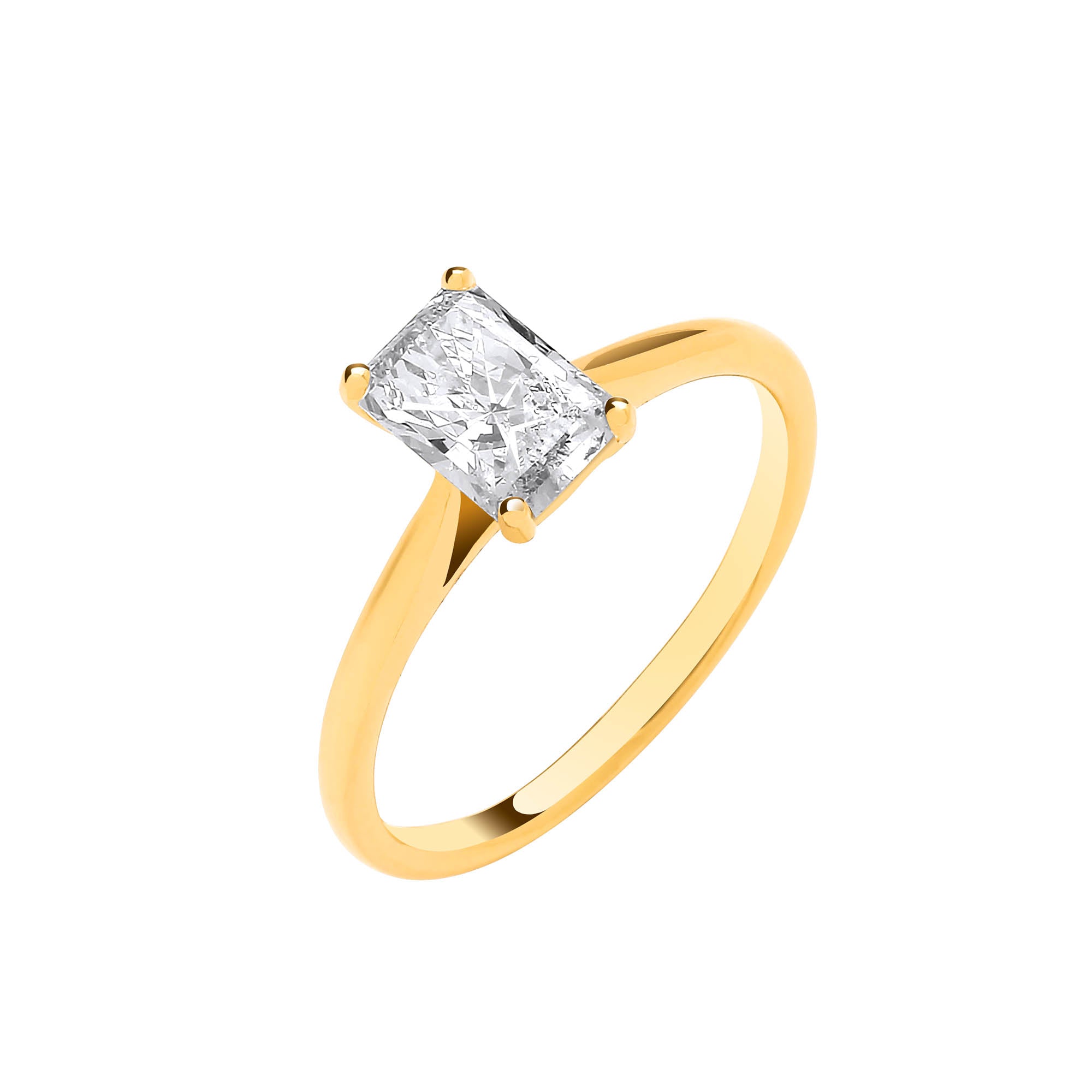 18ct Yellow Gold 1.00ct Radiant Lab Grown Diamond Ring IGI Certified