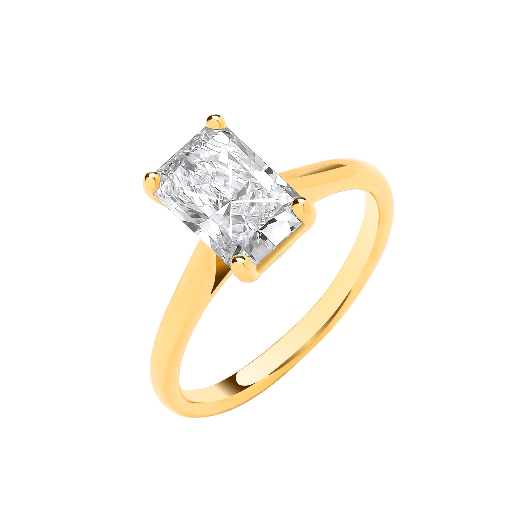 18ct Yellow Gold 2.00ct Radiant Lab Grown Diamond Ring IGI Certified