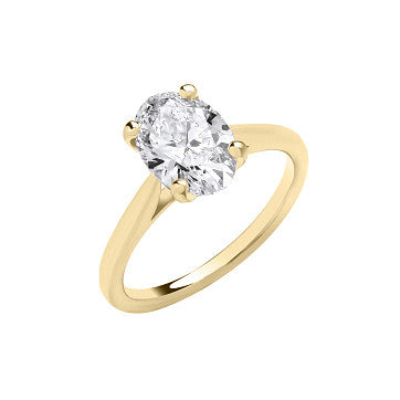 9ct Yellow Gold 2.00ct Oval Cut Lab Grown Diamond Ring IGI Certified
